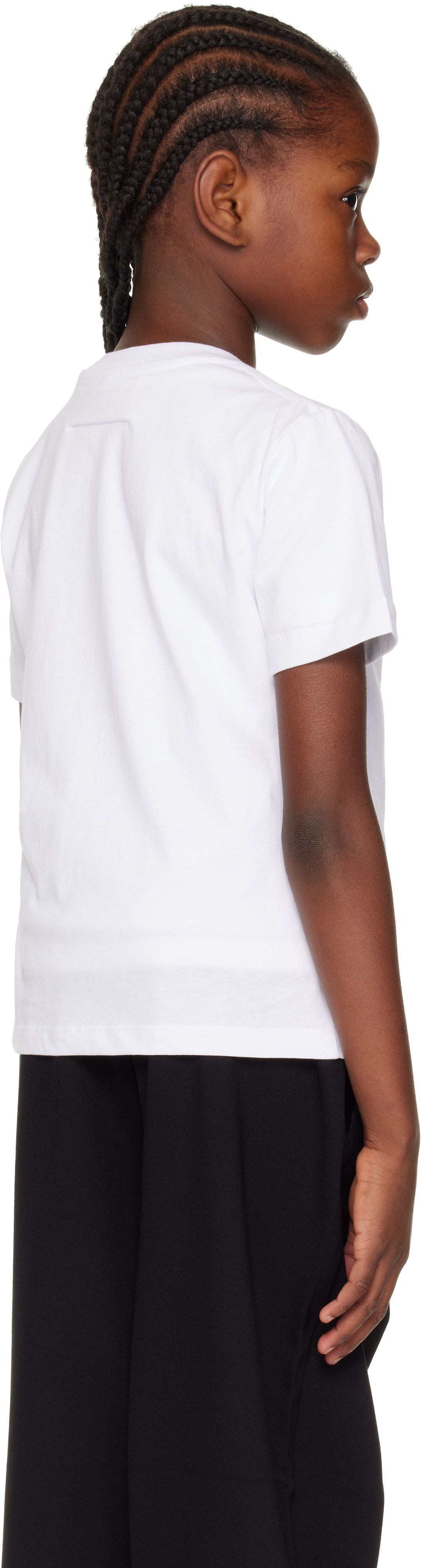MM6 Maison Margiela キッズロゴプリント クロップドTシャツ MM6 Maison Margiela: Kids White Printed-Logo T-shirt | SSENSE Denmark