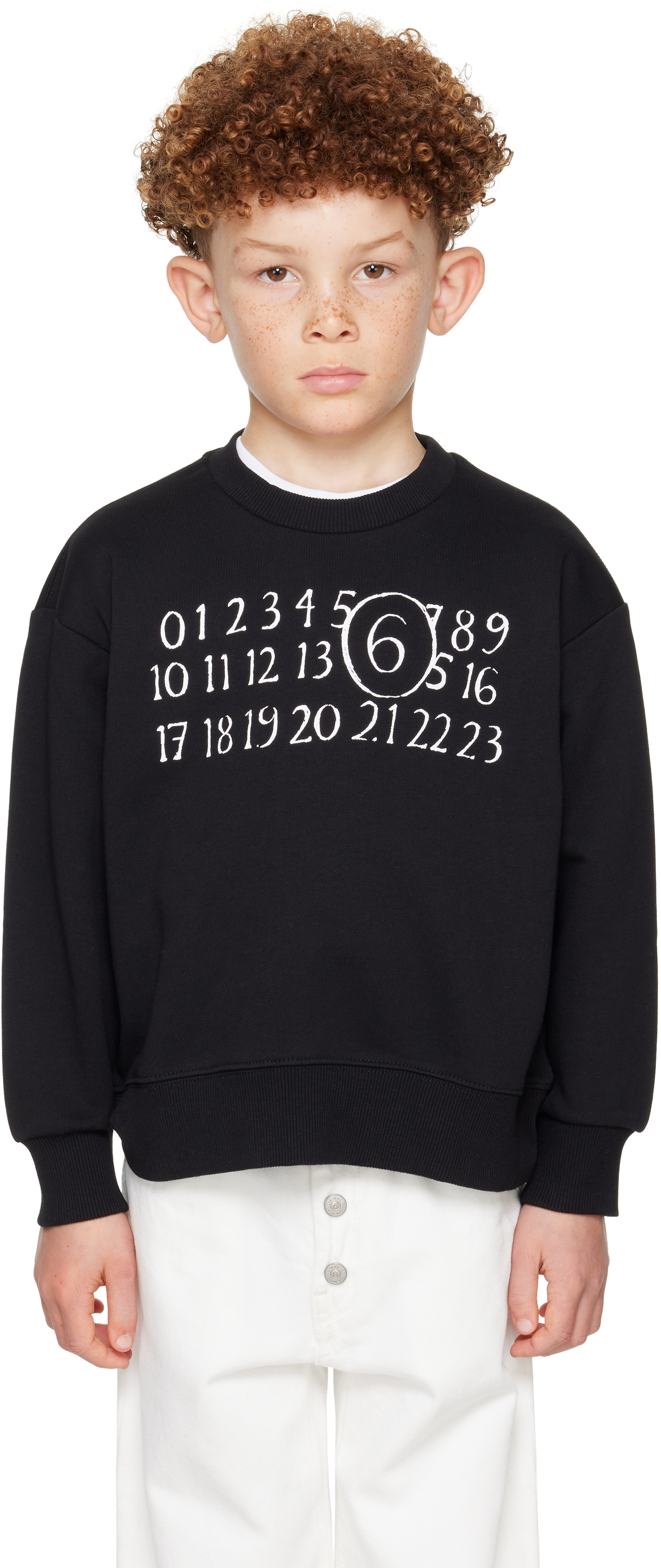MM6 Maison Margiela - Enfant | Pull molletonné noir à logo imprimé