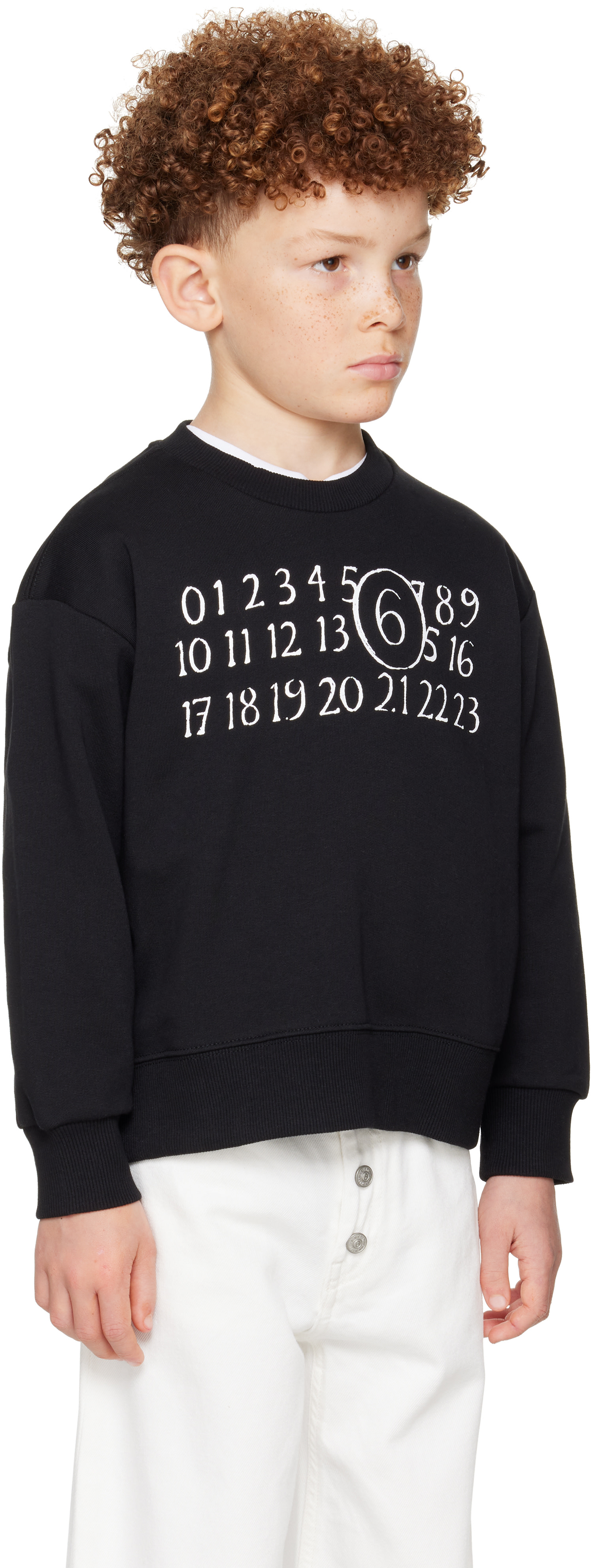 MM6 Maison Margiela - Enfant | Pull molletonné noir à logo imprimé