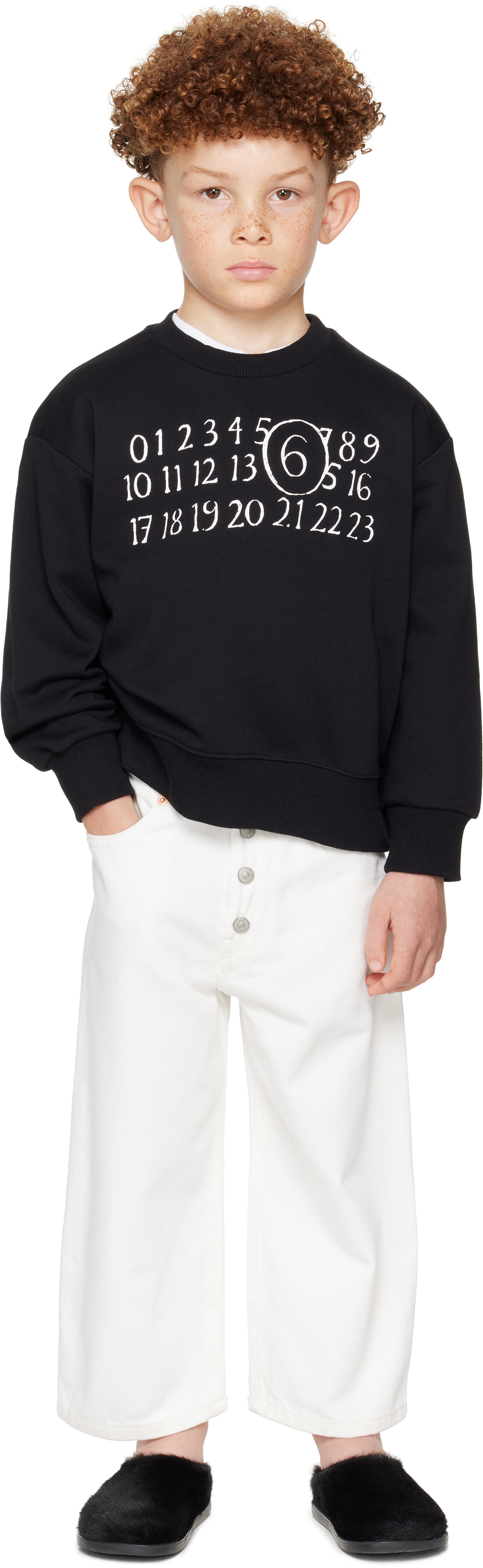 MM6 Maison Margiela - Enfant | Pull molletonné noir à logo imprimé