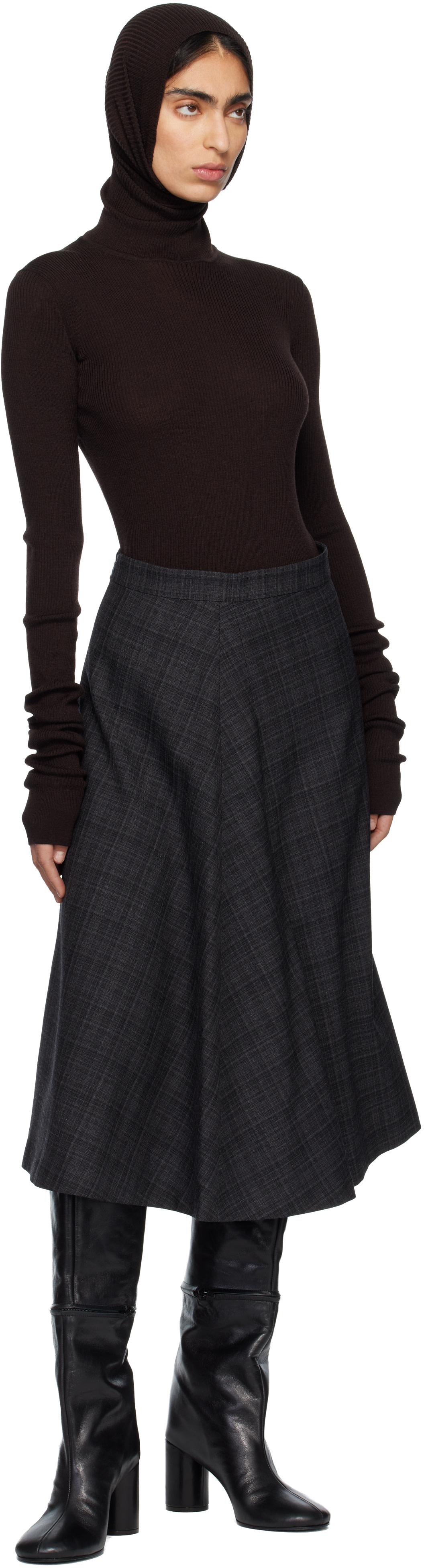 MARIE ADAM-LEENAERDT: Gray 2 In 1 Midi Skirt | SSENSE