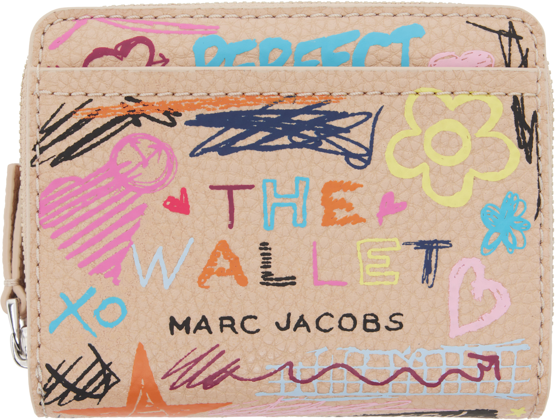 Marc Jacobs - 베이지 미니 컴팩트 더 펑크 스크리블 지갑