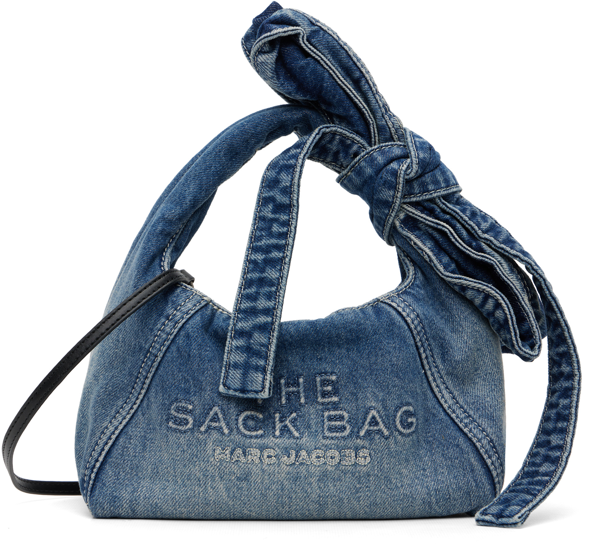 Marc Jacobs: Blue 'The Bow Denim Mini Sack' Bag | SSENSE