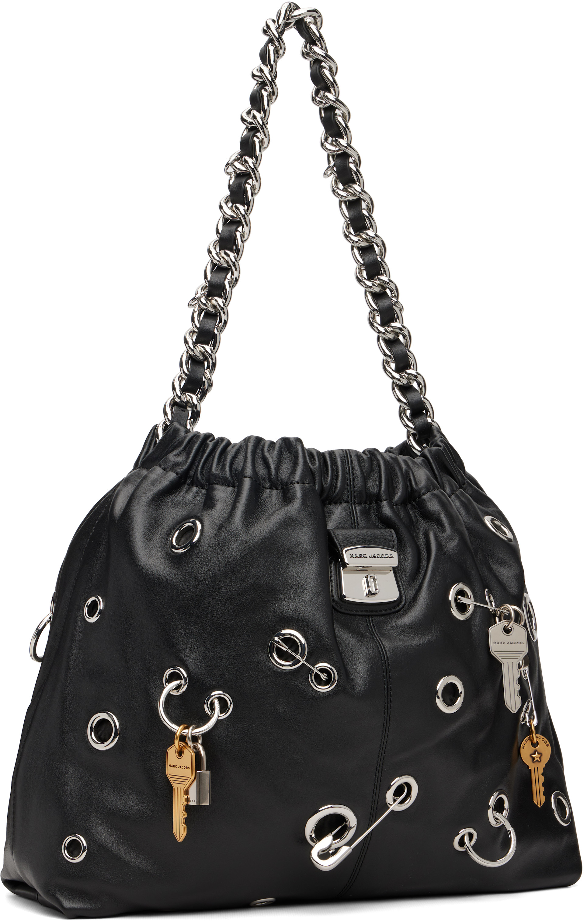 最終価格幸せバッグ、クリーニング済み、クロスステッチ、アンティークバッグ Marc Jacobs: ブラック 'The Grommet Charm Cristina' トートバッグ