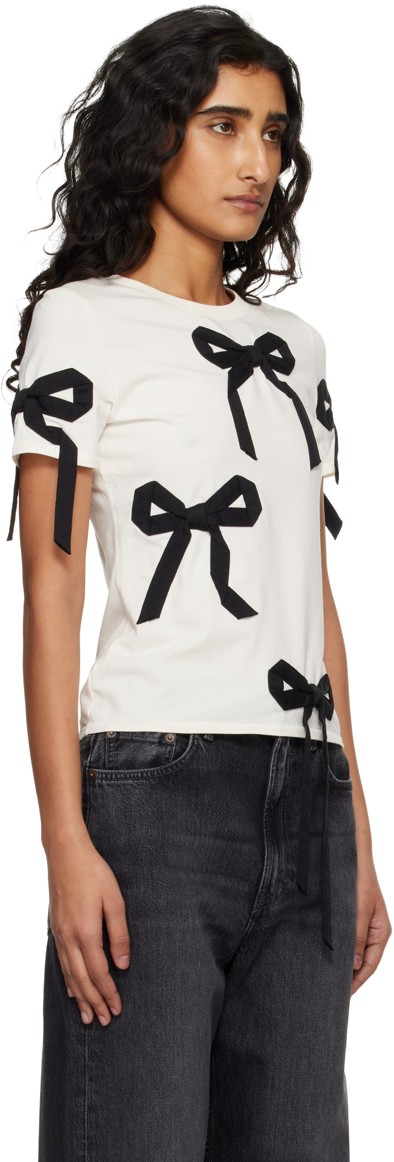 Marc Jacobs: オフホワイト リボン シュランケン Tシャツ | SSENSE 日本