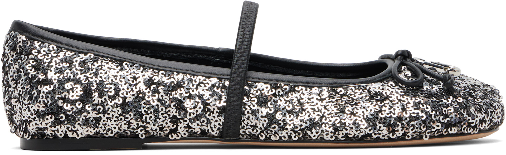 Marc Jacobs - Silver & Black 'The Sequin Sabrina' Ballerina Flats