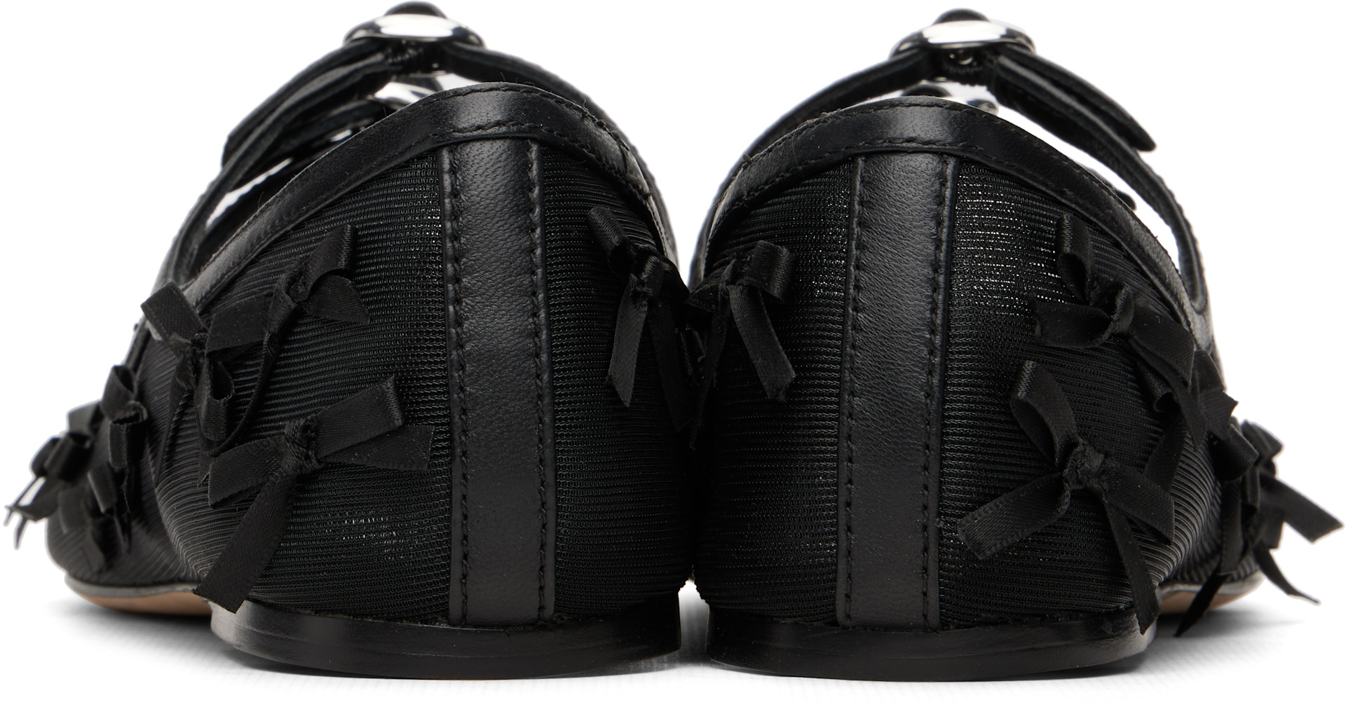 Marc Jacobs: ブラック 'The Bow Mesh Kiki' バレエシューズ | SSENSE 日本