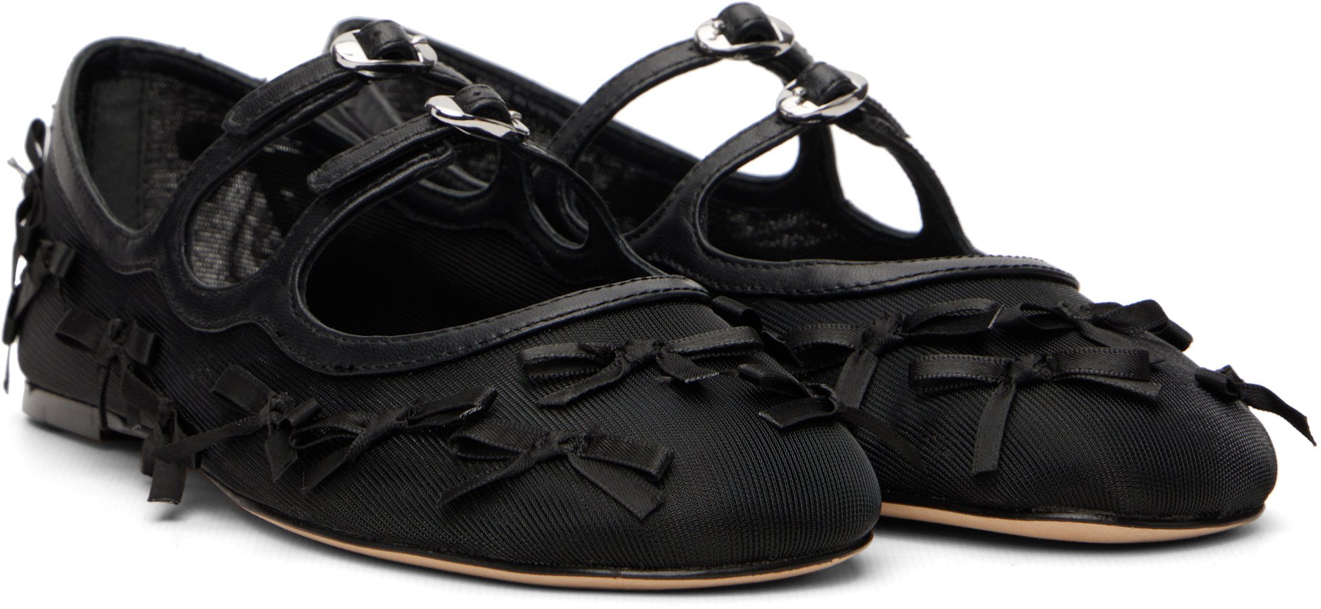 バレエ kiki Marc Jacobs: ブラック 'The Bow Mesh Kiki' バレエシューズ | SSENSE 日本