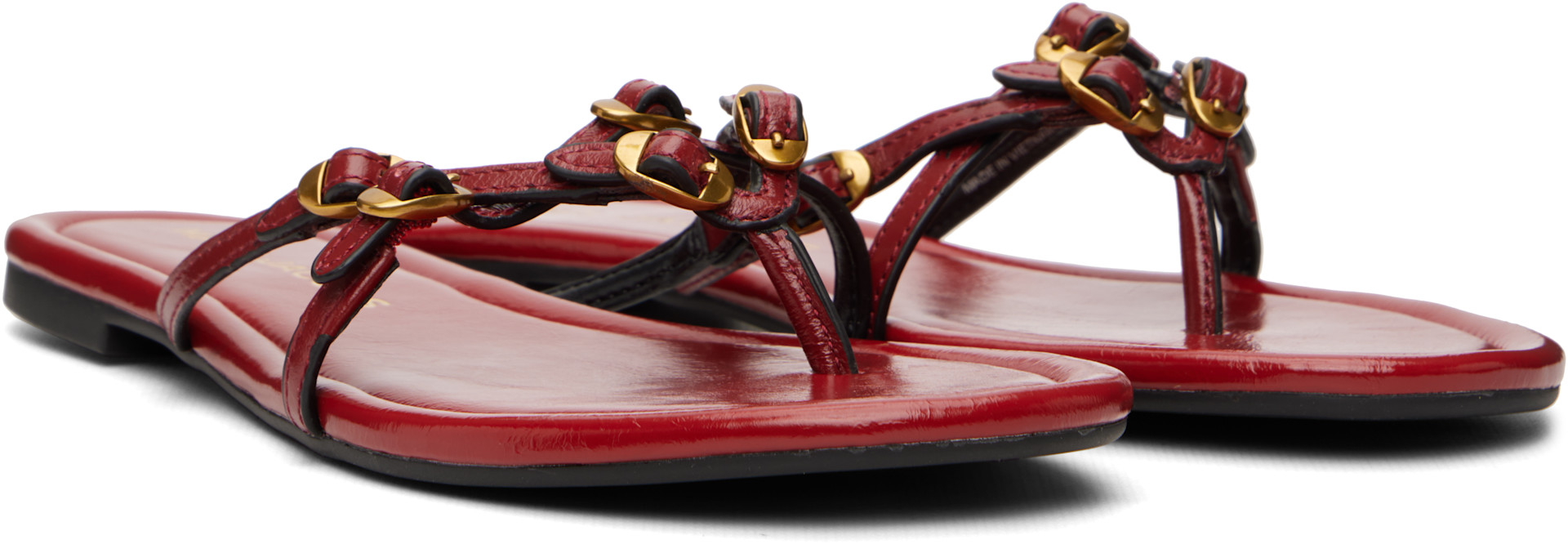 Marc Jacobs: Red 'The Leather Kiki' Sandals | SSENSE