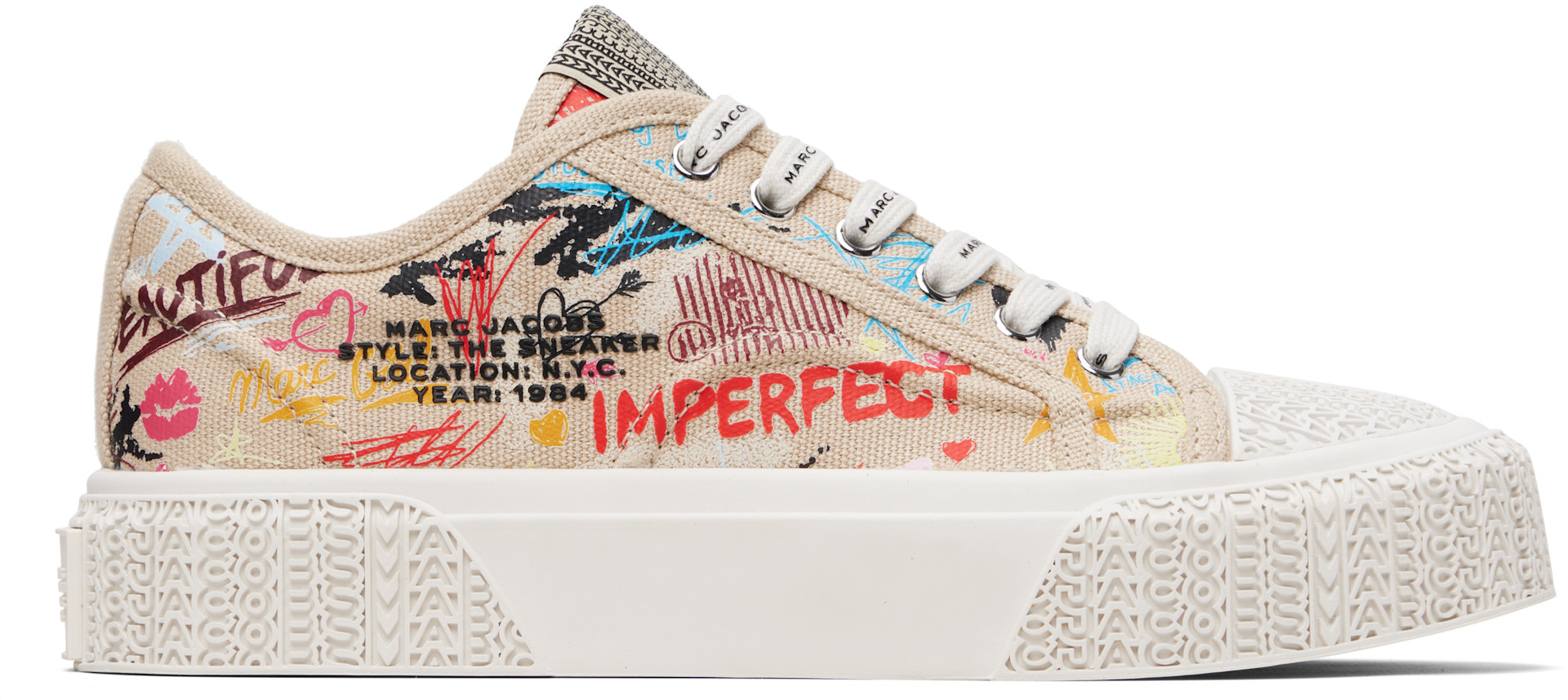 Marc Jacobs - Baskets beiges à imprimé Punk Scribble