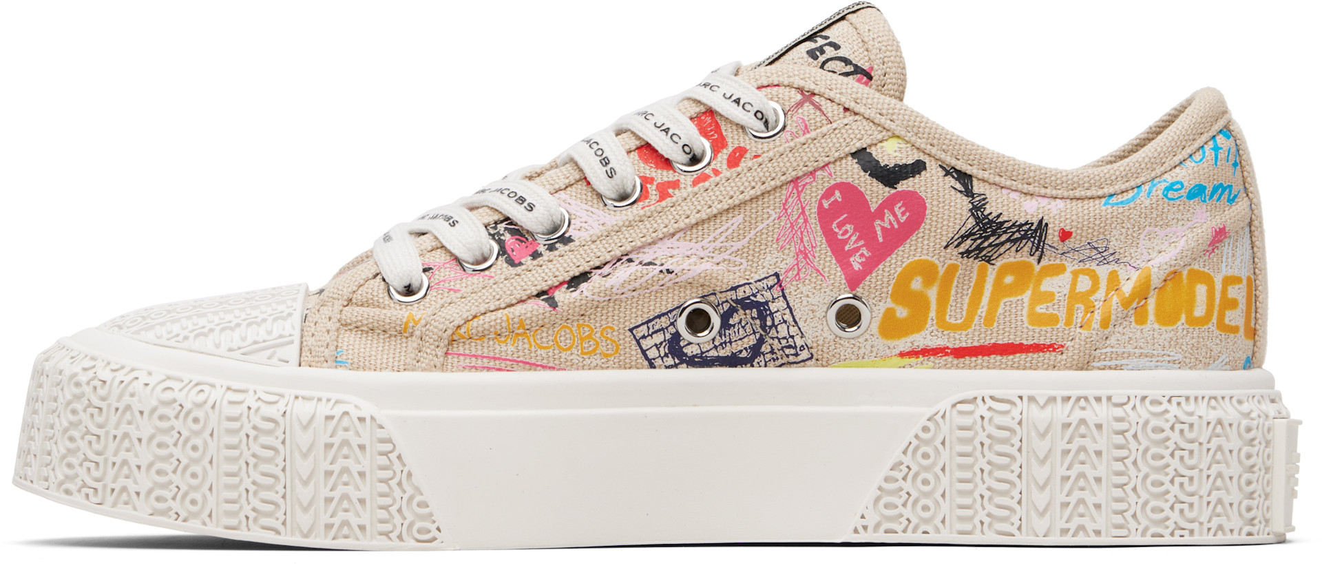 Marc Jacobs - Baskets beiges à imprimé Punk Scribble