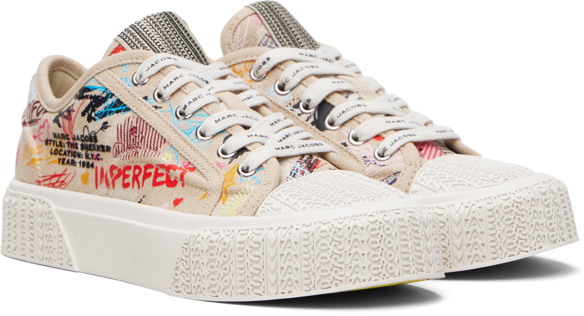 Marc Jacobs - Baskets beiges à imprimé Punk Scribble