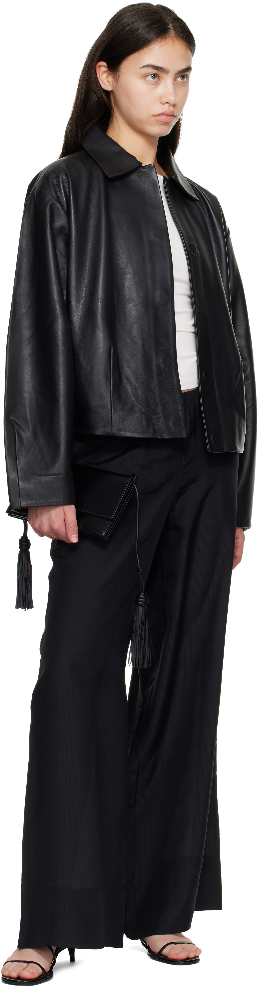St. Agni: Black Cocoon Leather Jacket | SSENSE Canada