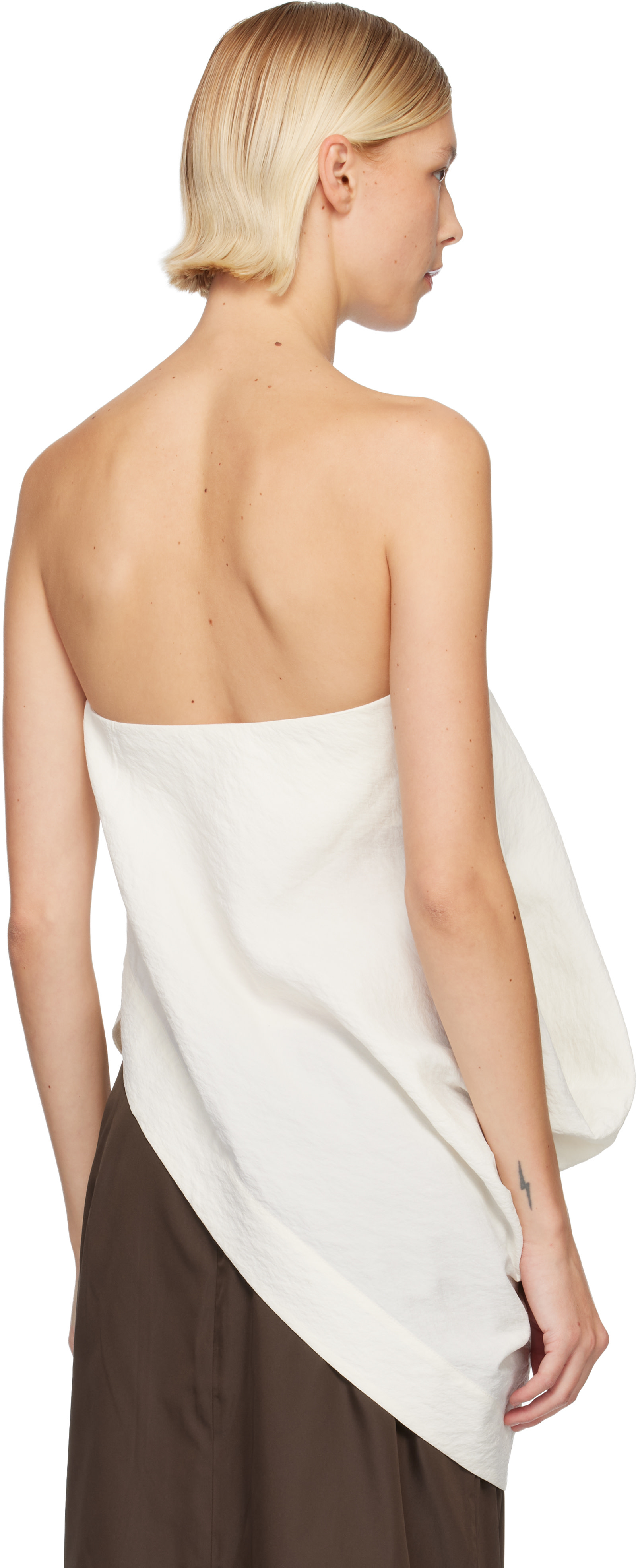 St. Agni - Haut drapé asymétrique Cloud blanc cassé