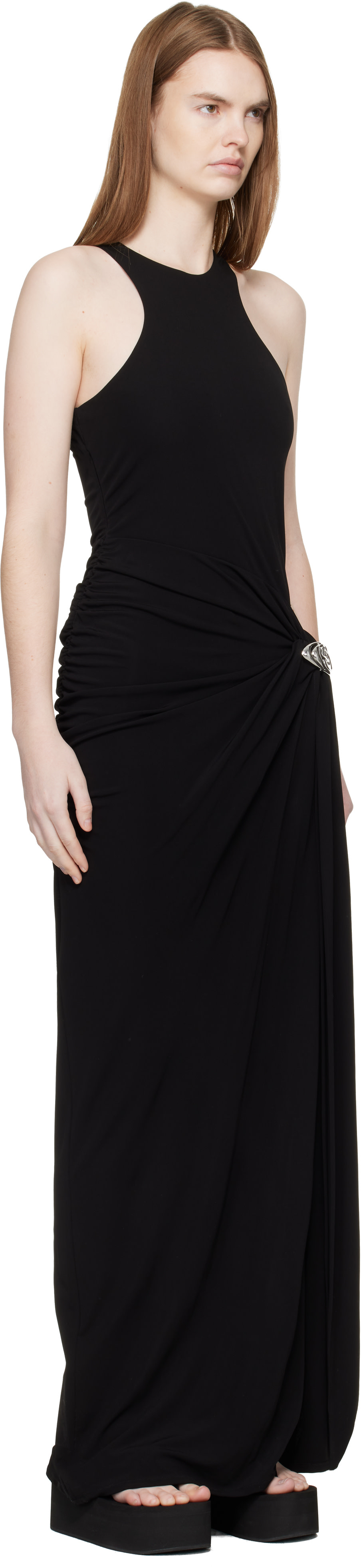 Casablanca - Robe longue drapée noire