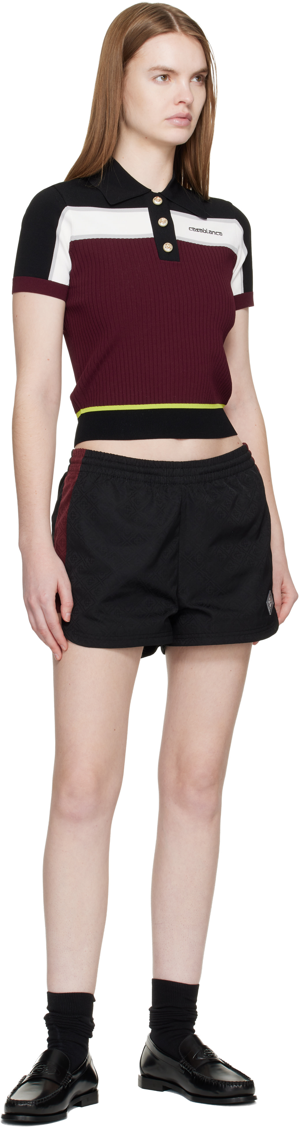 Casablanca - Short noir en nylon à monogrammes