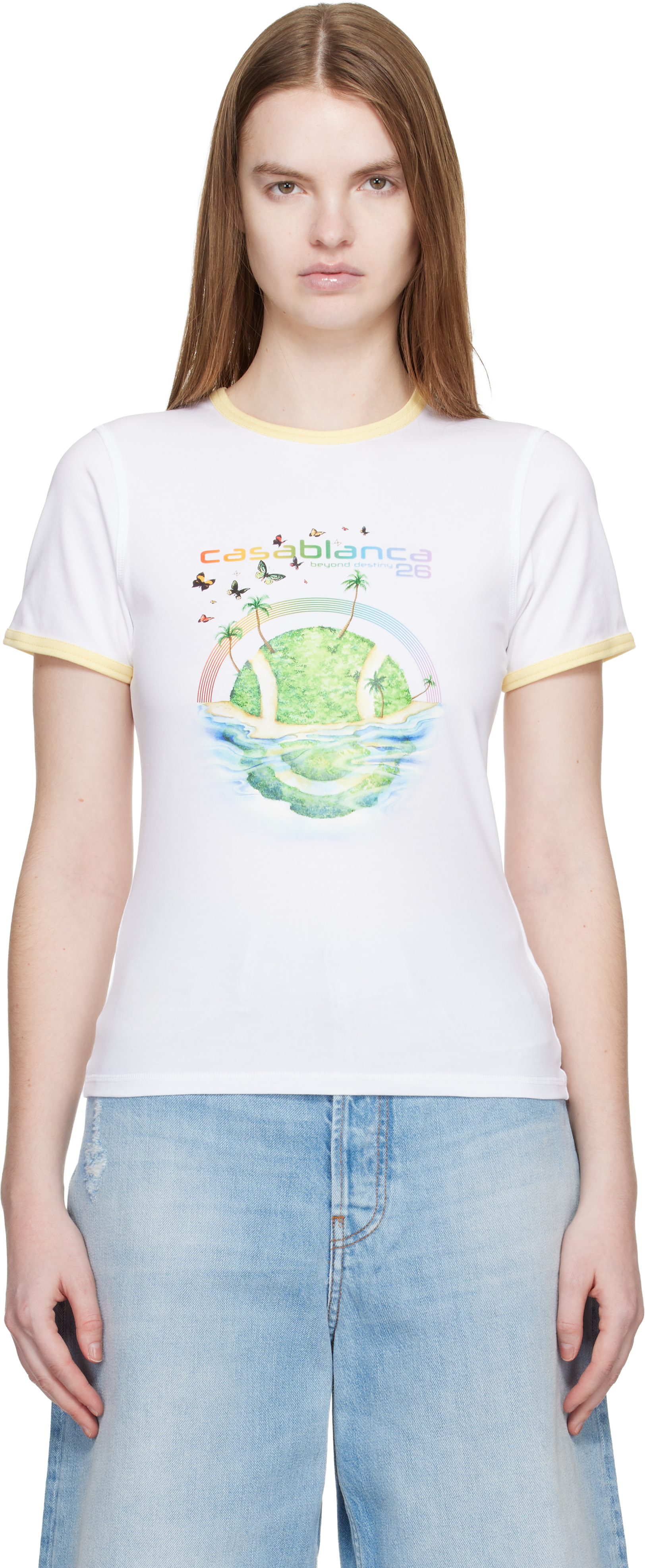 Casablanca Tシャツ Casablanca: White Beyond Destiny Longline Ringer Short Sleeve T