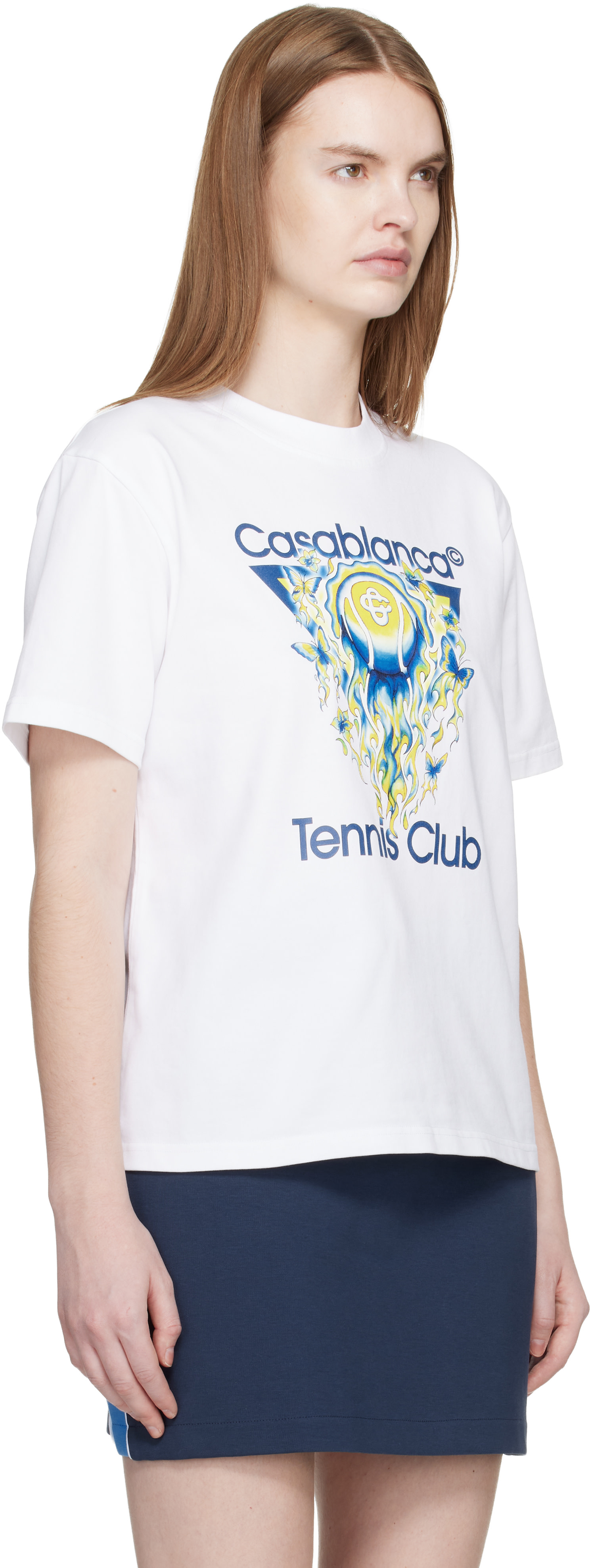 Casablanca: White Tennis Club Icon Short Sleeve T-shirt | SSENSE