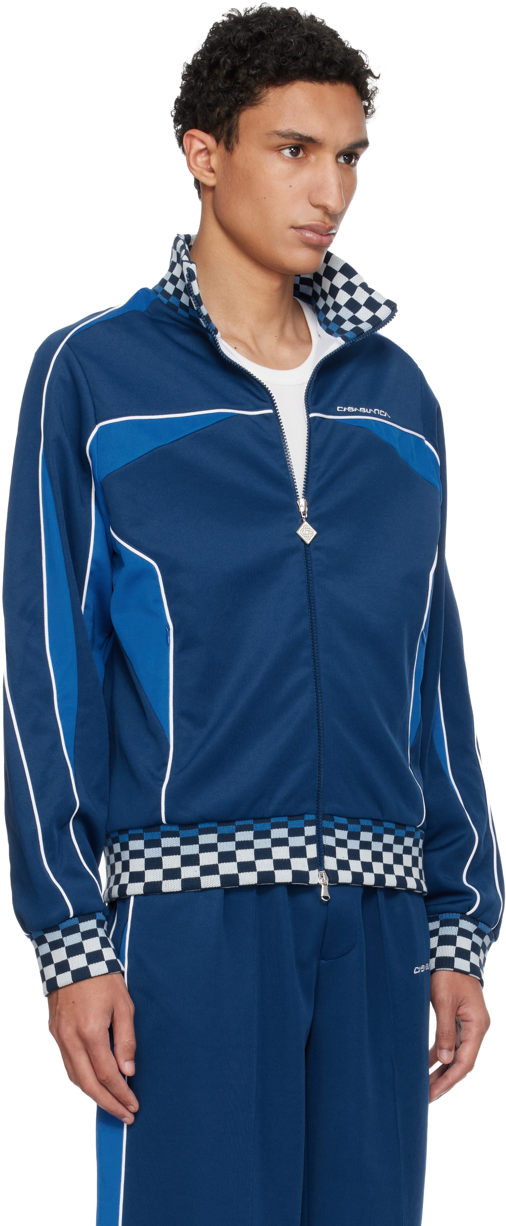 Casablanca: Navy Cyber Tricot Track Jacket | SSENSE