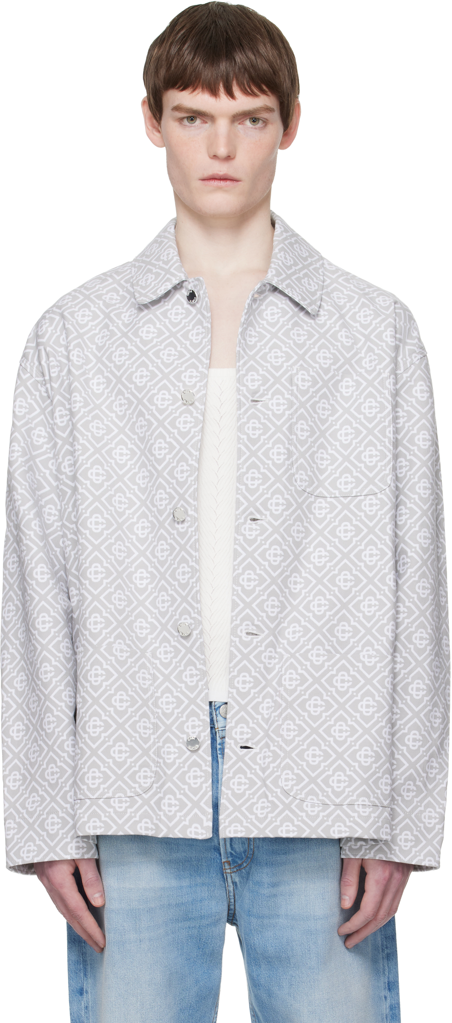 Casablanca - Blouson de travail gris à monogrammes