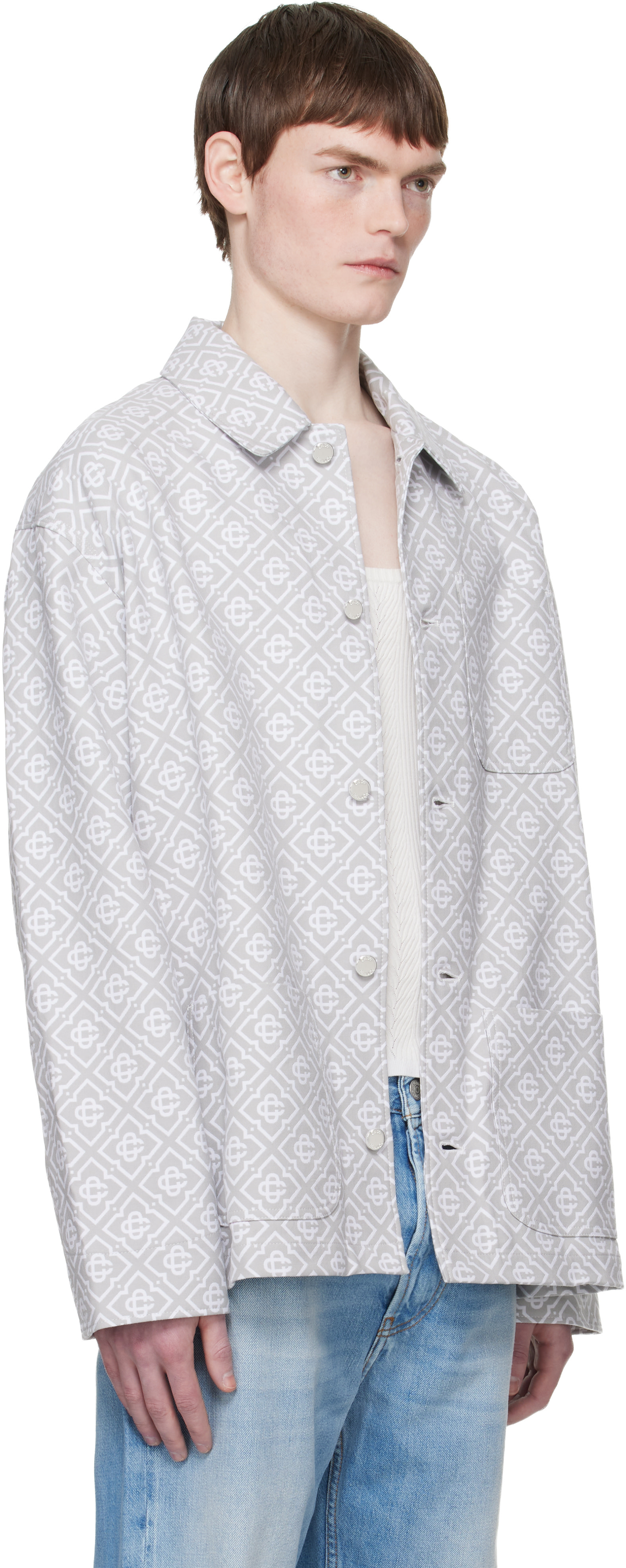 Casablanca - Blouson de travail gris à monogrammes
