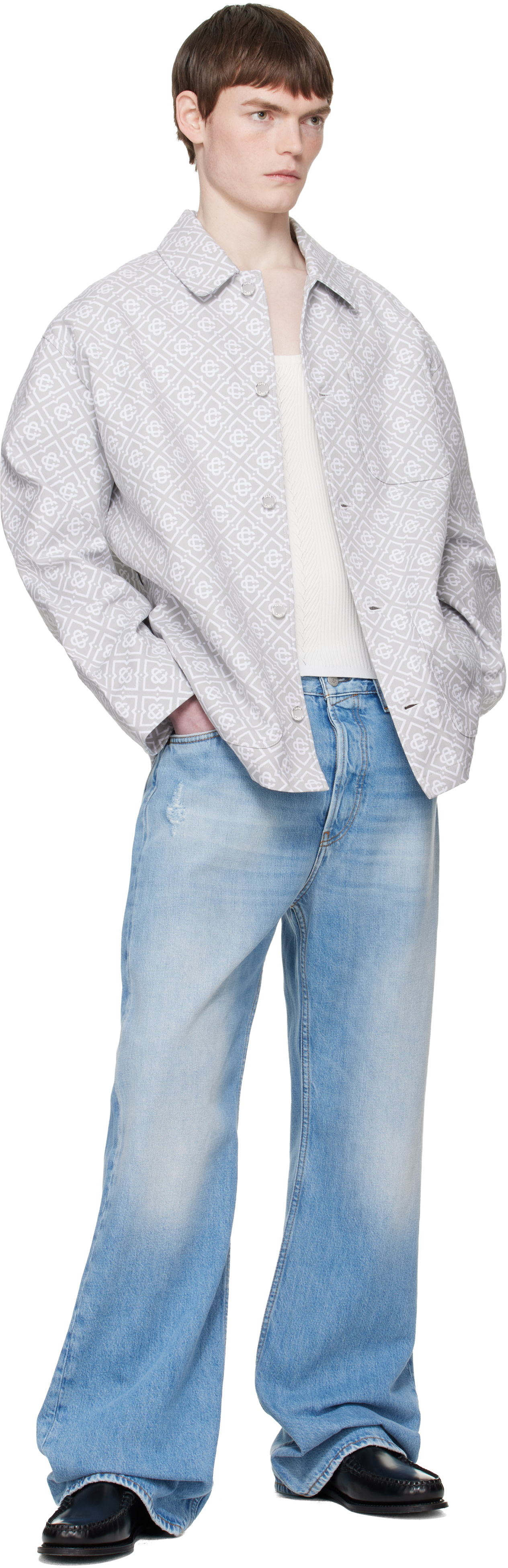Casablanca - Blouson de travail gris à monogrammes