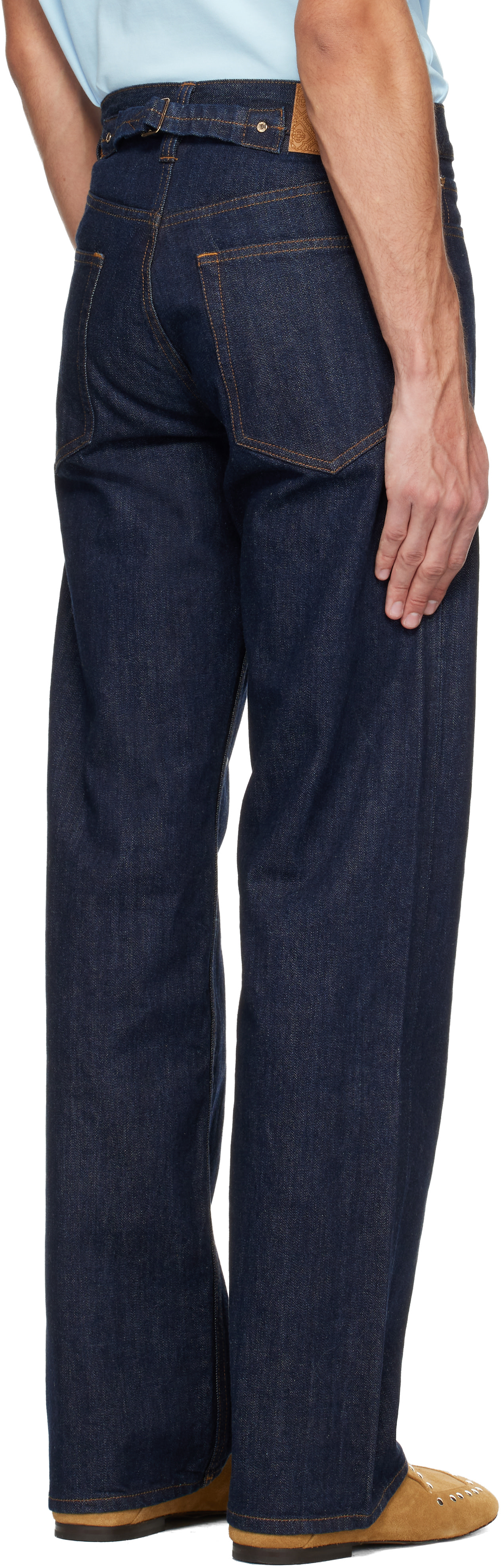 CASABLANCA ジーンズ Casablanca: Navy Selvedge Embroidered Laurel Jeans | SSENSE