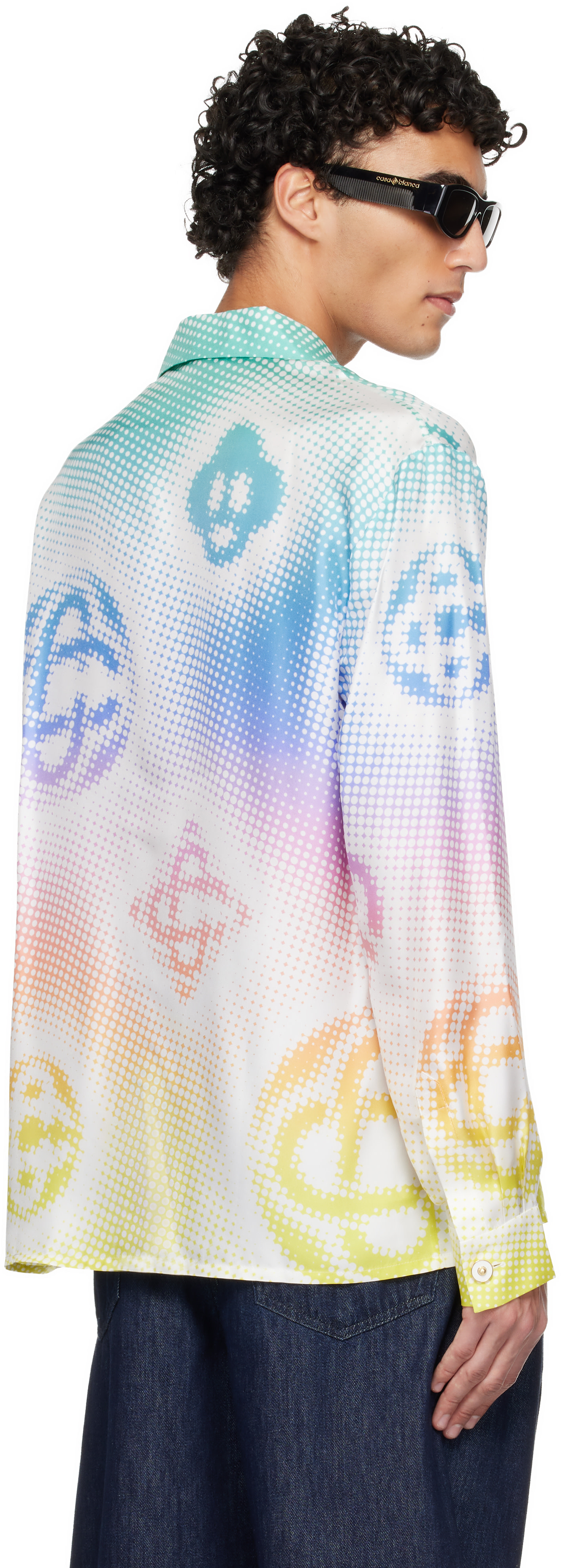 か*ん様 Casablanca 長袖シャツ S Casablanca: マルチカラー Halftone ロゴ 長袖 シルク シャツ | SSENSE