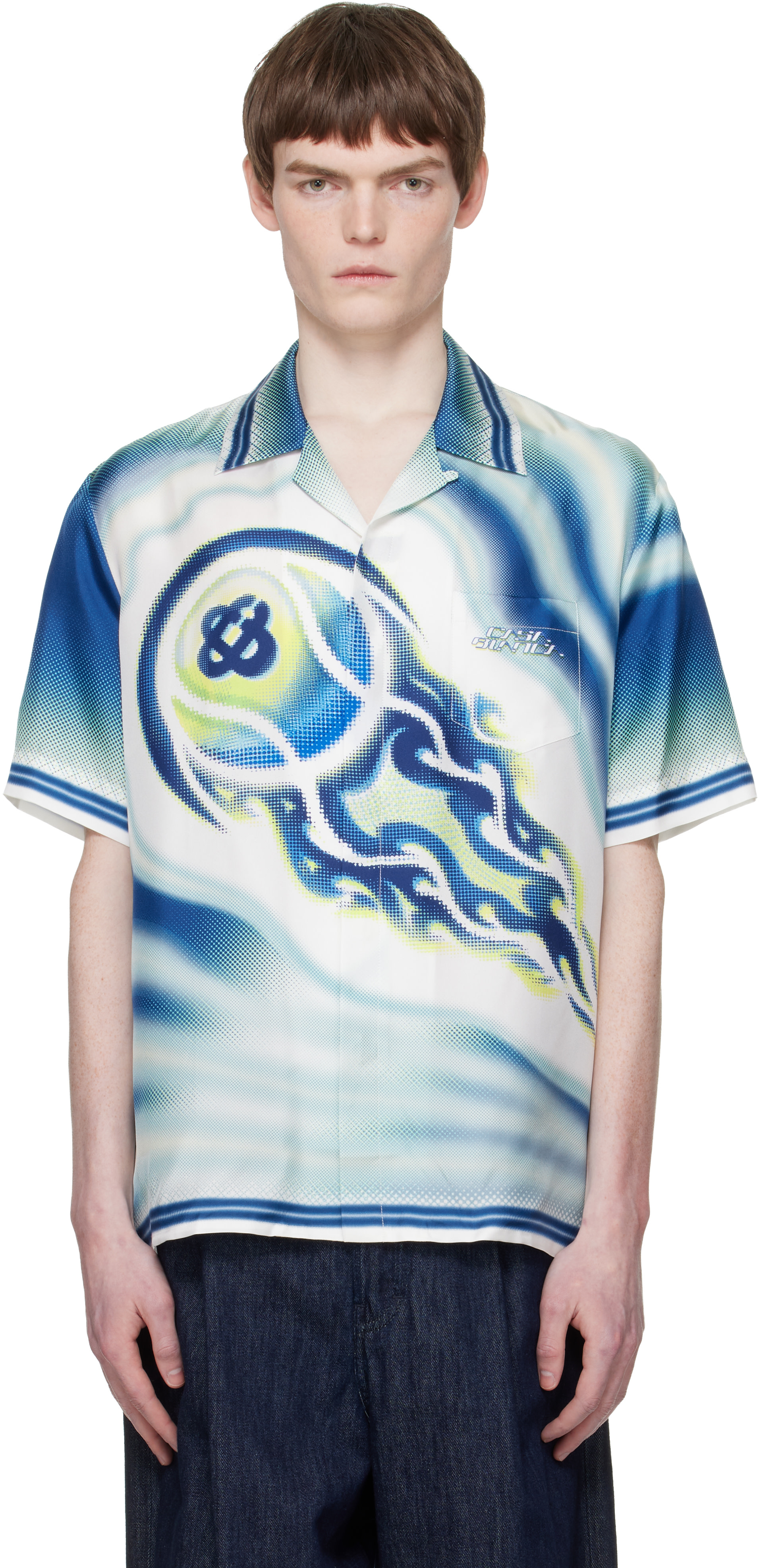 CARLA 撥水 2way silky over shirt Casablanca: Multicolor 'The Art Of The Serve' Short Sleeve Silk