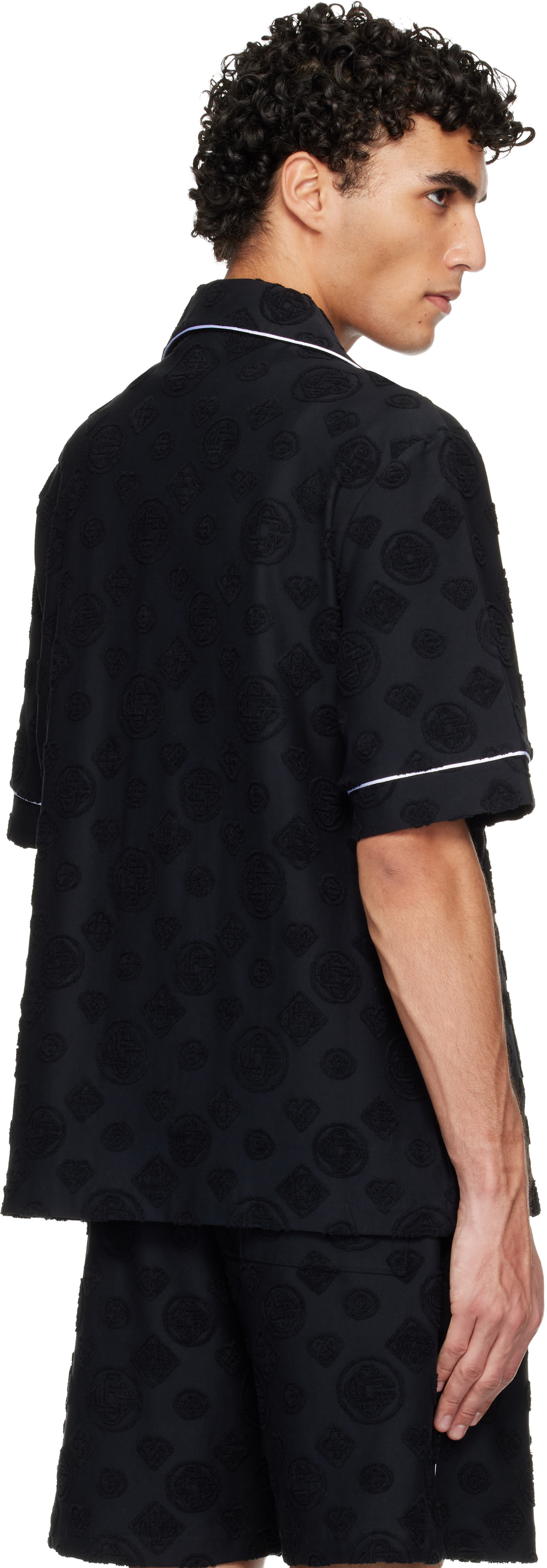 Casablanca - Black Towelling Monogram Short Sleeve Shirt