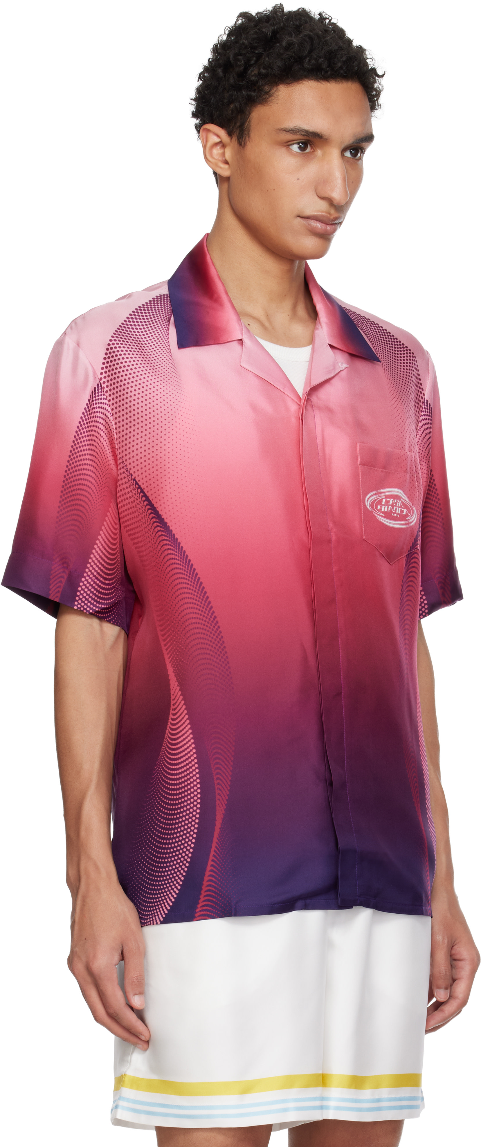 Casablanca シルクシャツ 総柄 半袖 Casablanca: ピンク Gradient 半袖 シルク シャツ | SSENSE 日本