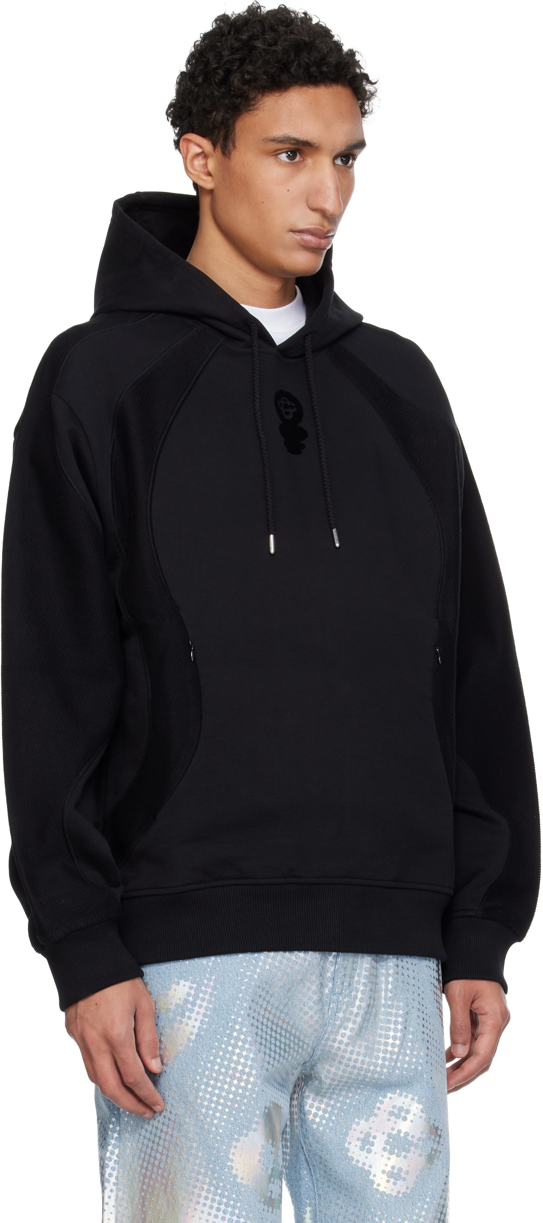 Casablanca - Pull à capuche noir à logo Squash floqué