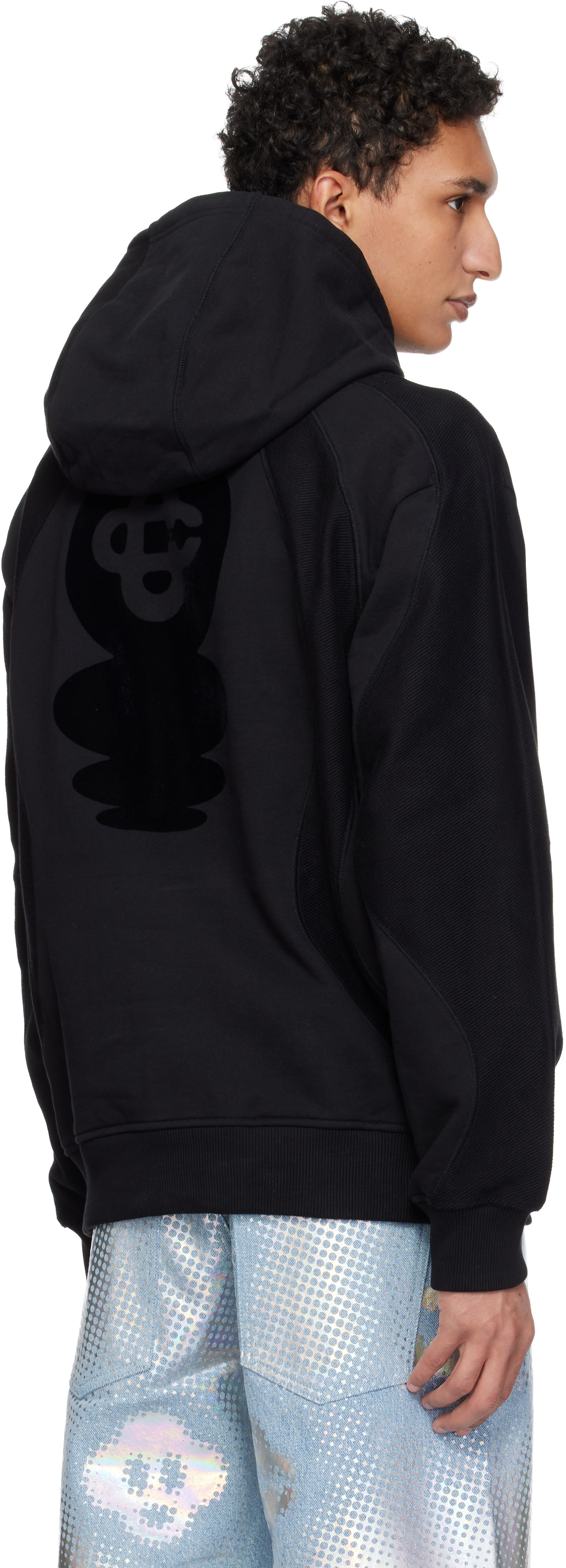 Casablanca - Pull à capuche noir à logo Squash floqué