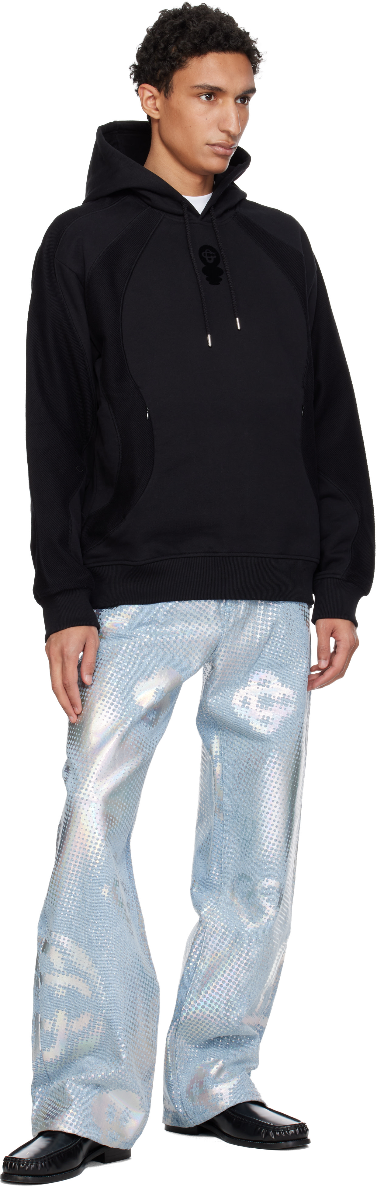 Casablanca - Pull à capuche noir à logo Squash floqué