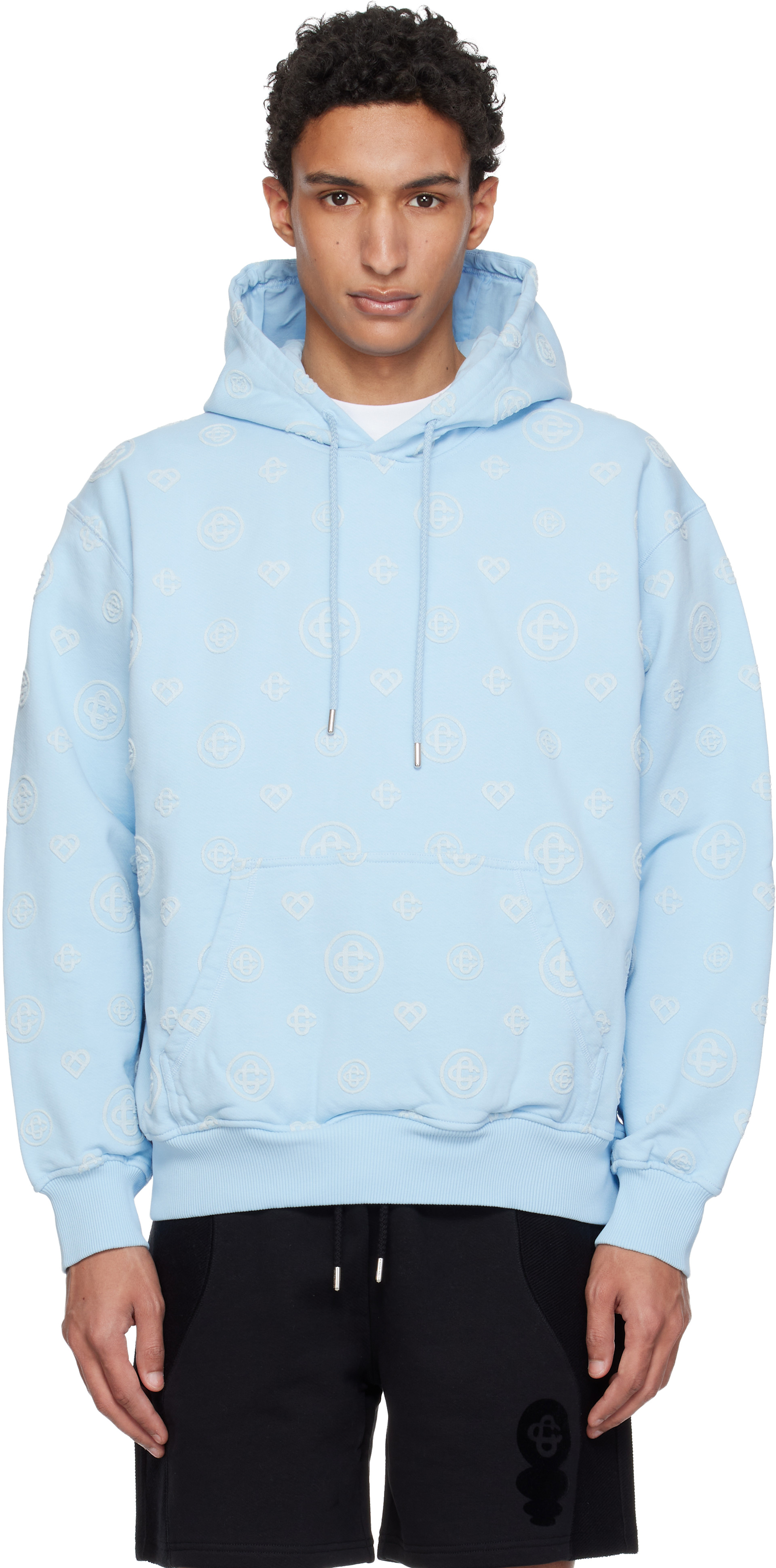 Casablanca - Pull à capuche bleu à monogrammes