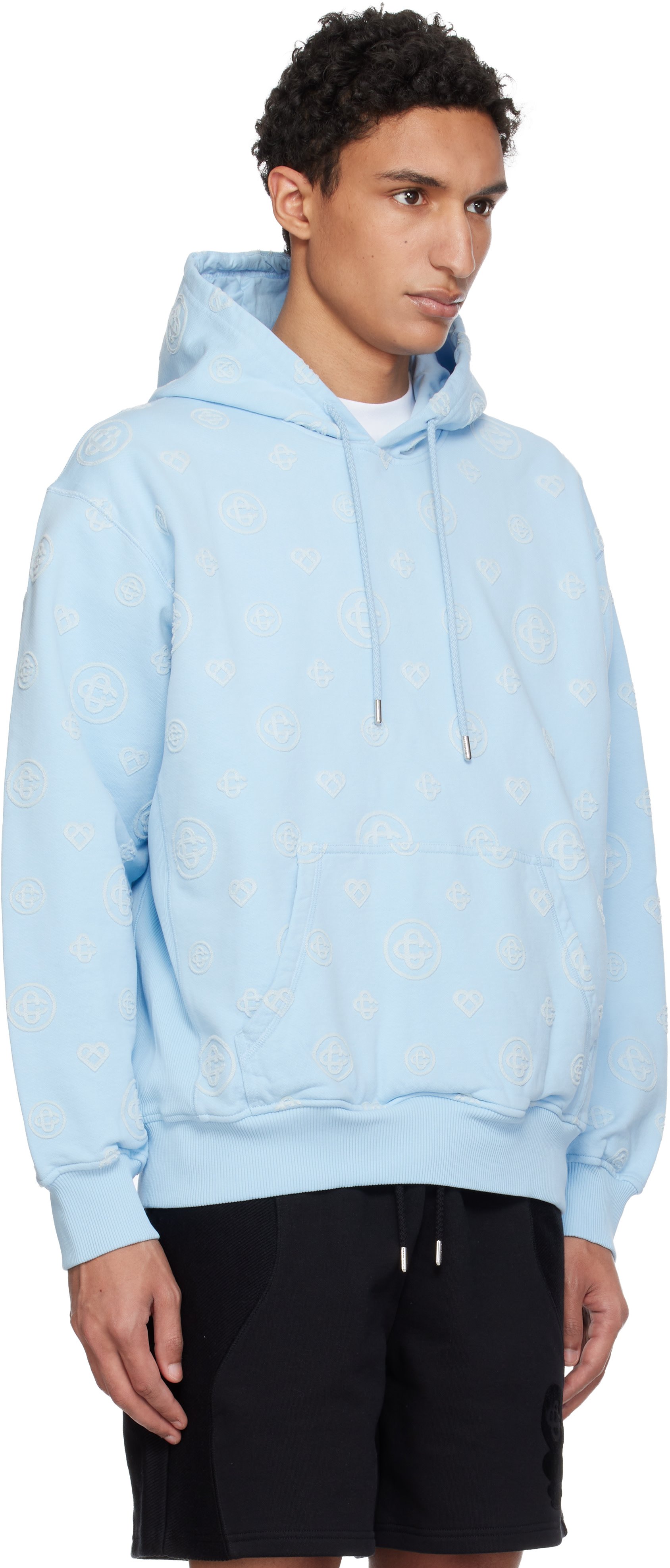 Casablanca - Pull à capuche bleu à monogrammes