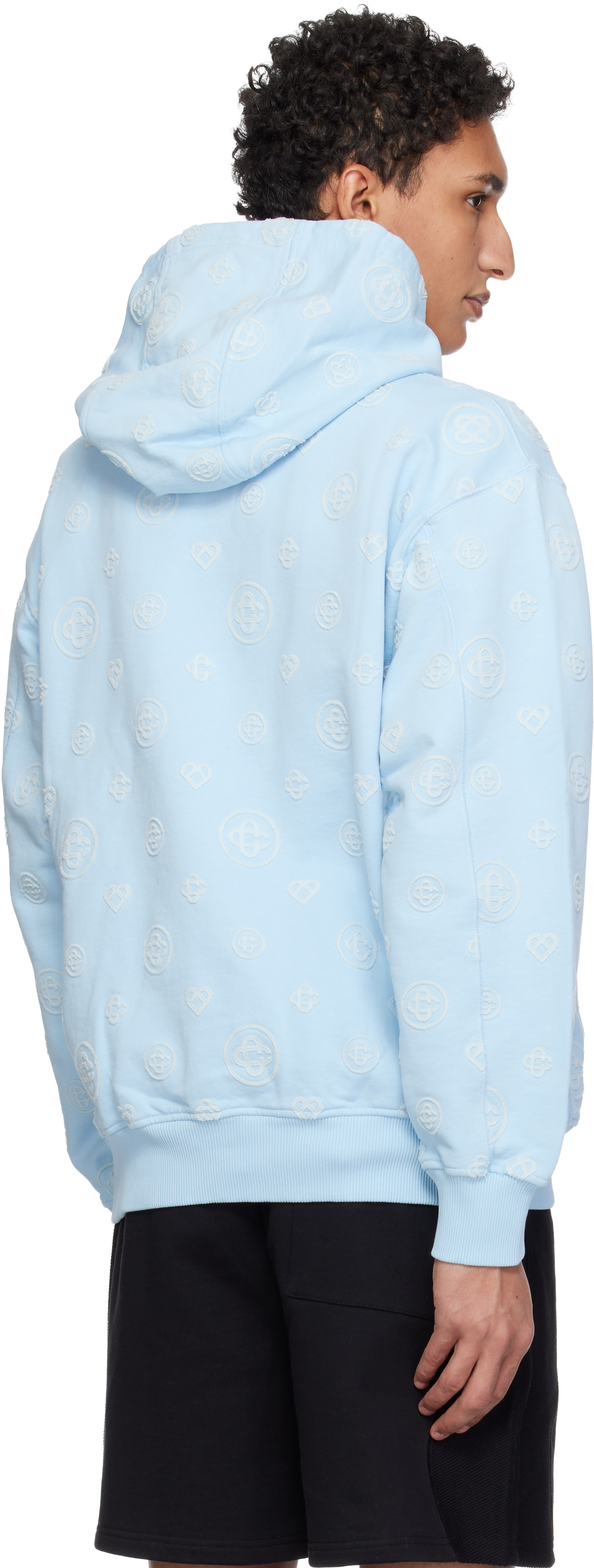 Casablanca - Pull à capuche bleu à monogrammes