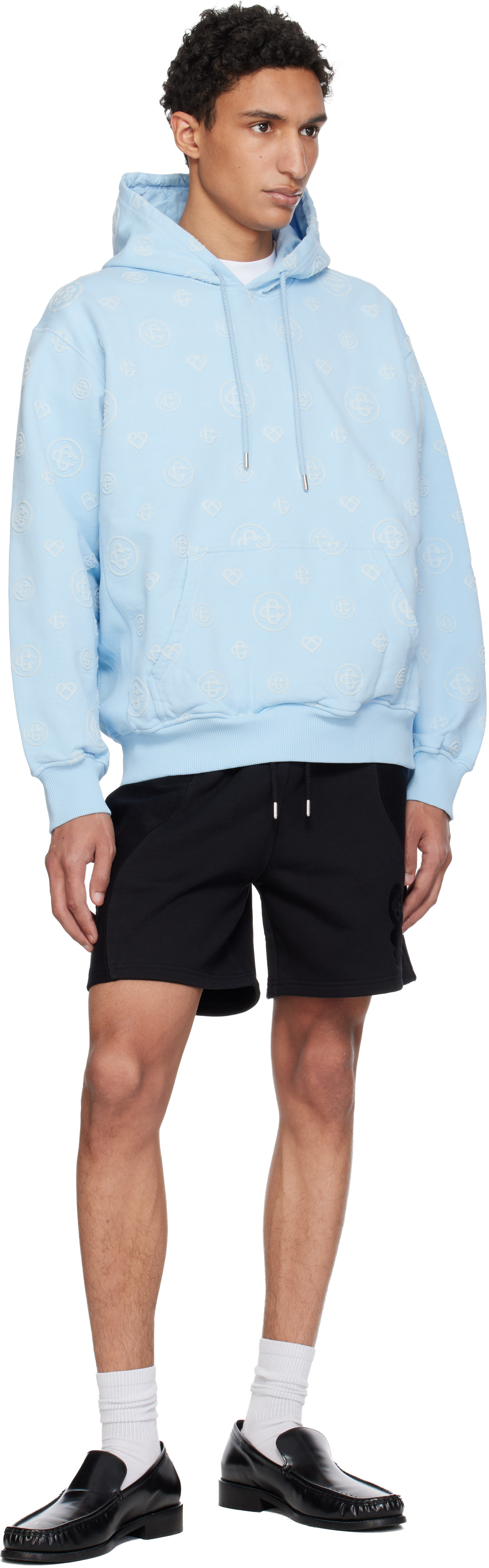 Casablanca - Pull à capuche bleu à monogrammes