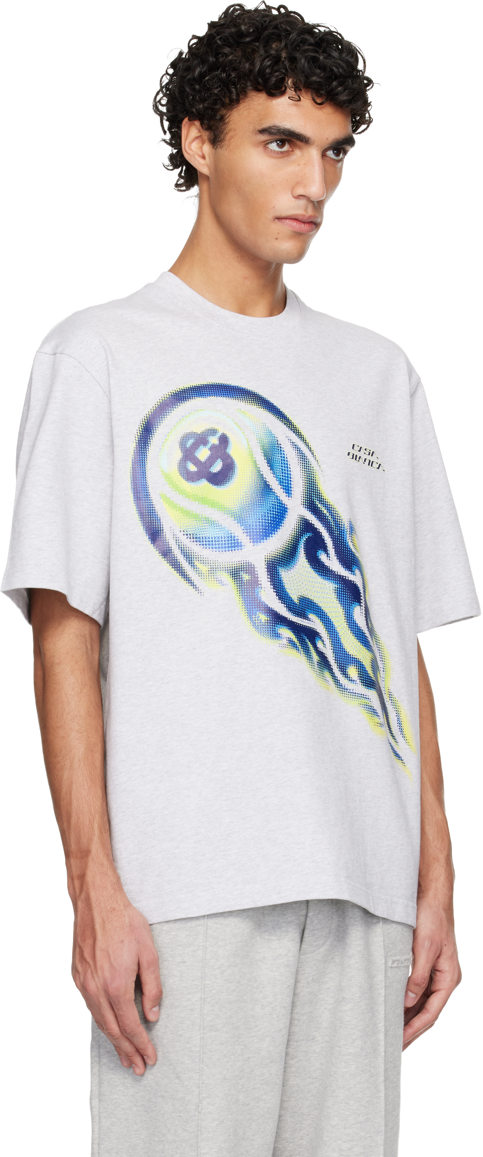 Casablanca Tシャツ Casablanca: Gray Flaming Tennis Ball Oversized Short Sleeve T