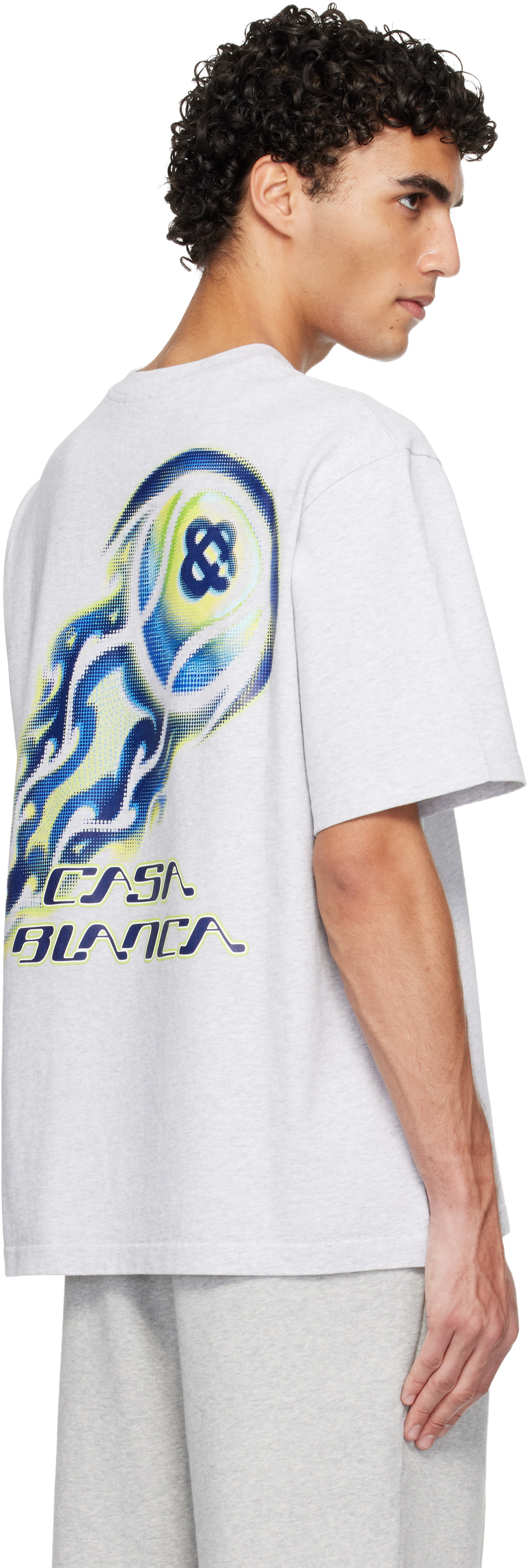 Casablanca: Gray Flaming Tennis Ball Oversized Short Sleeve T