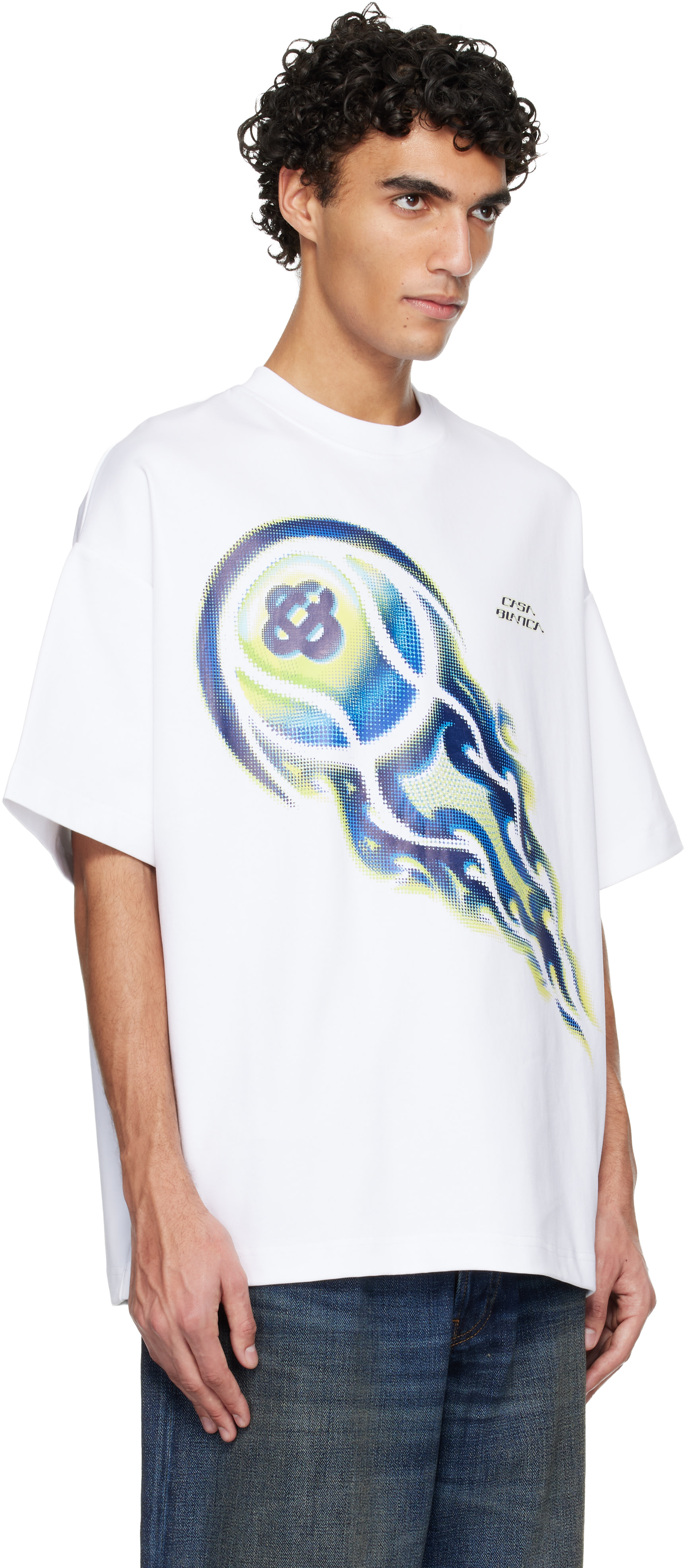 Casablanca: White Flaming Tennis Ball Oversized Short Sleeve T Casablanca: White Flaming Tennis Ball Oversized Short Sleeve T