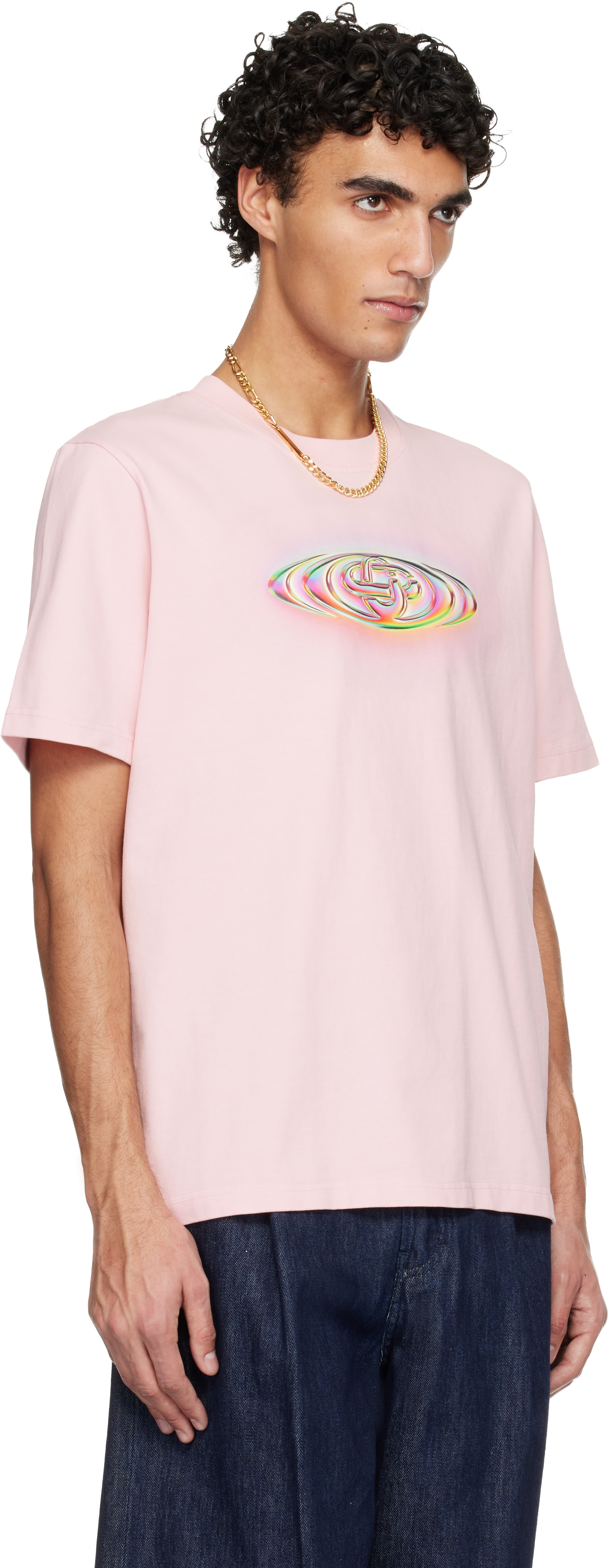 Casablanca: ピンク Glass Logo Classic Tシャツ | SSENSE 日本