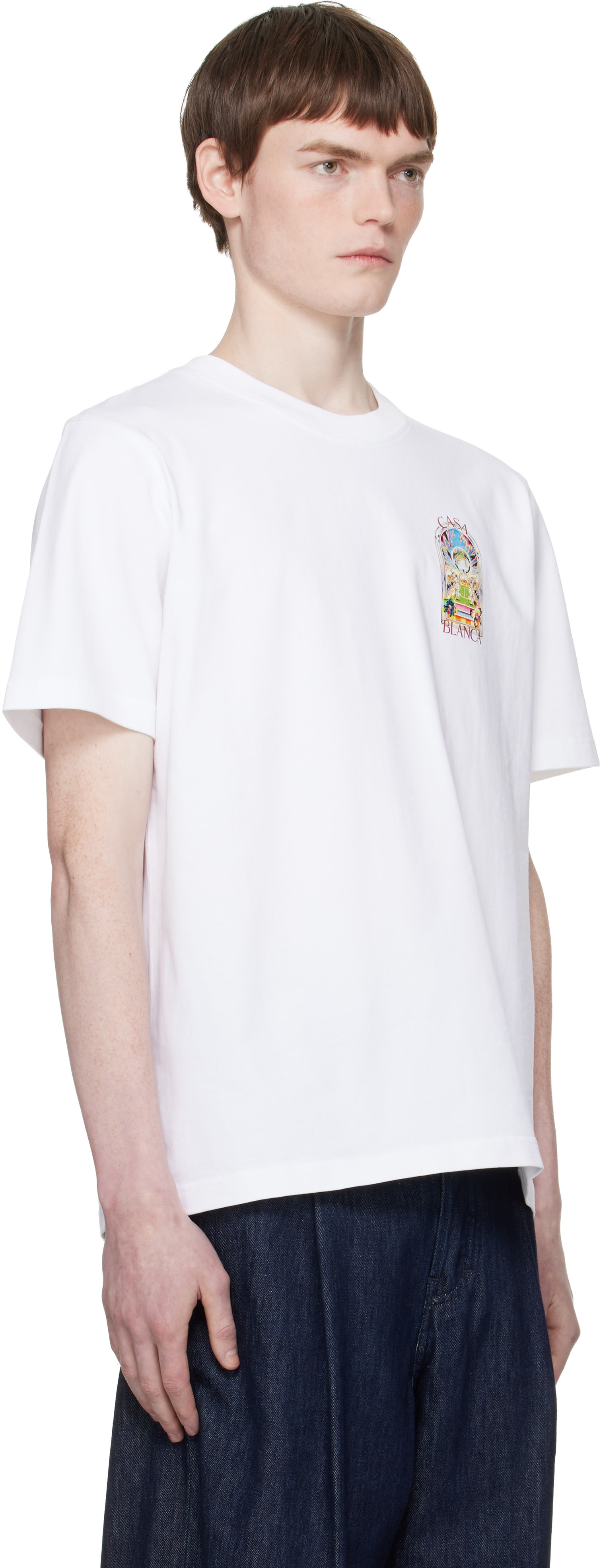 Casablanca: ホワイト Tennis Landscape 半袖Tシャツ | SSENSE 日本