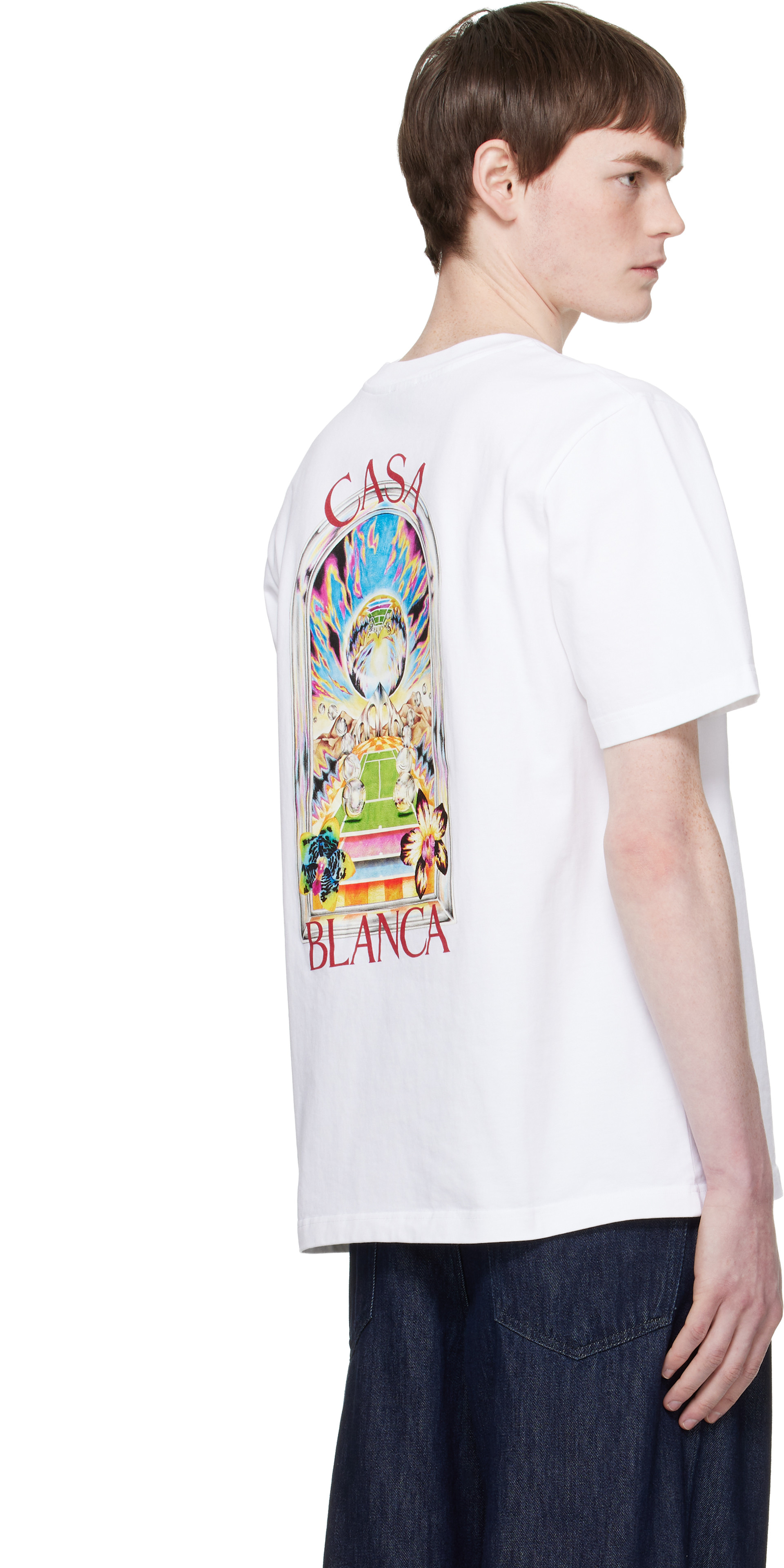 Casablanca: ホワイト Tennis Landscape 半袖Tシャツ | SSENSE 日本