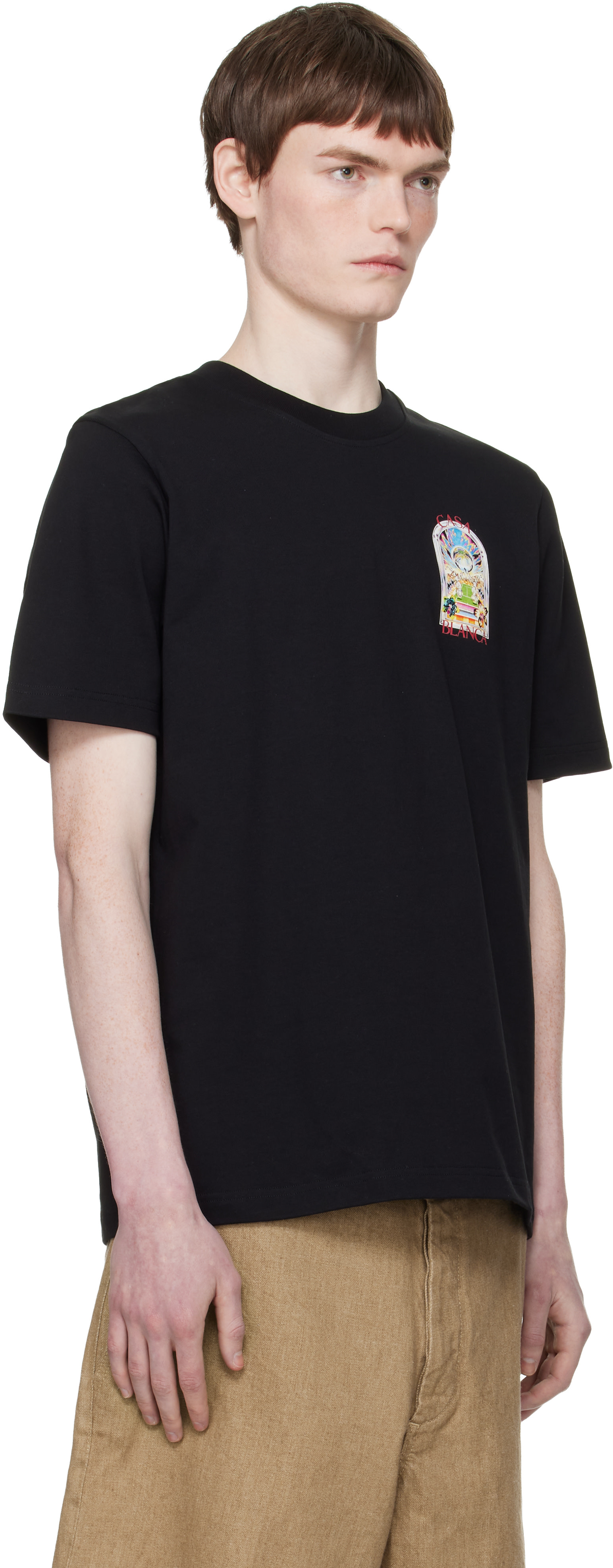 Casablanca: Black Tennis Landscape Short Sleeve T‑shirt | SSENSE