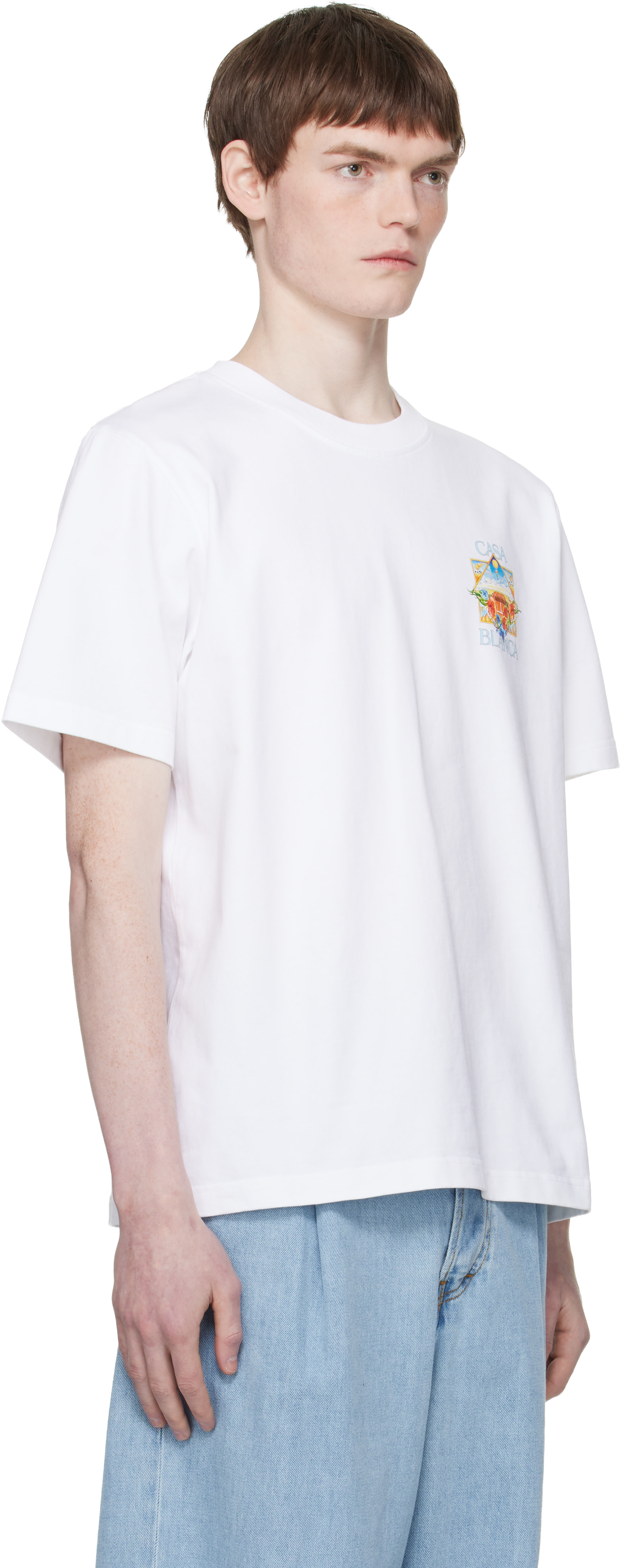 Casablanca: White Tennis Landscape Classic T‑shirt | SSENSE