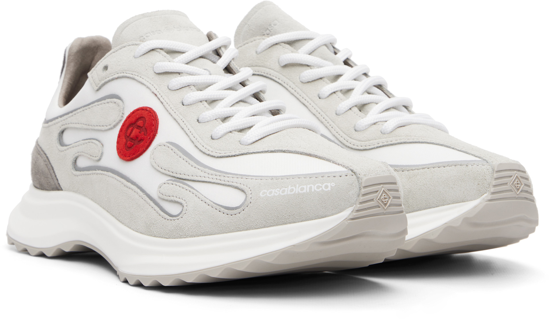 Casablanca: Off-White & Gray Stade Sneakers | SSENSE Canada