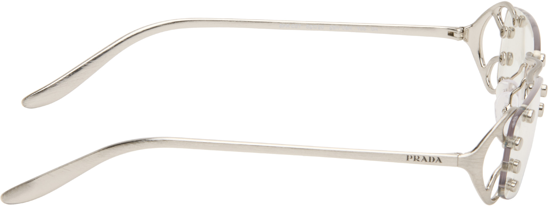 Prada Eyewear: Silver Rimless Metal Glasses | SSENSE