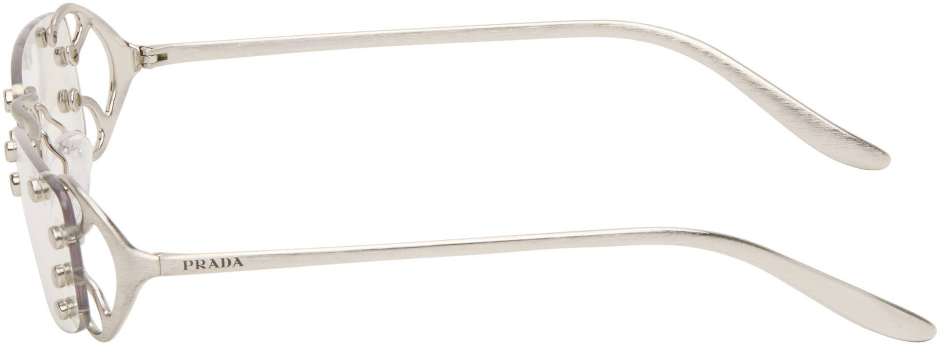 Prada Eyewear: Silver Rimless Metal Glasses | SSENSE