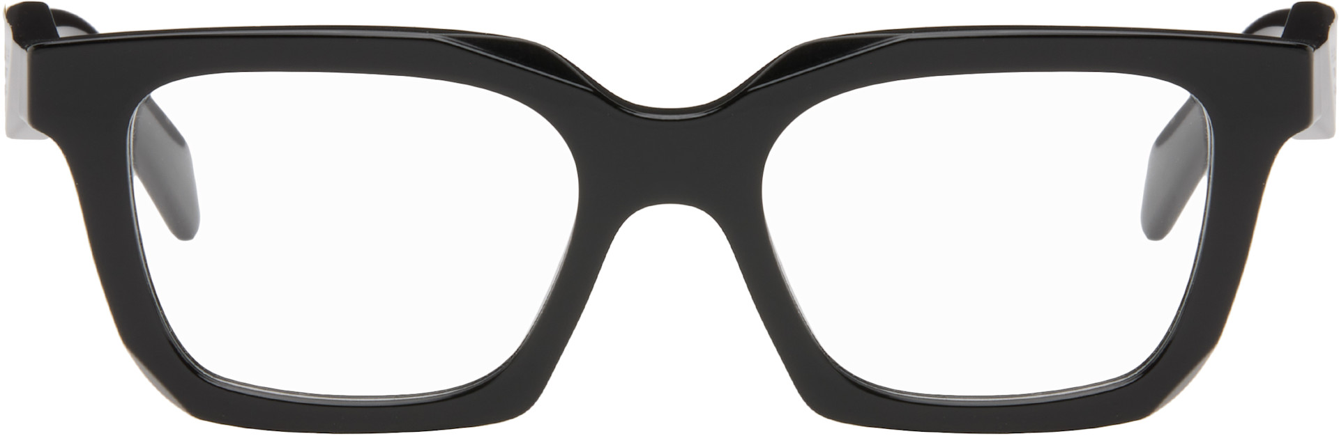 PRADA 四角形　メガネ ブラック Prada Eyewear: ブラック スクエアメガネ | SSENSE 日本